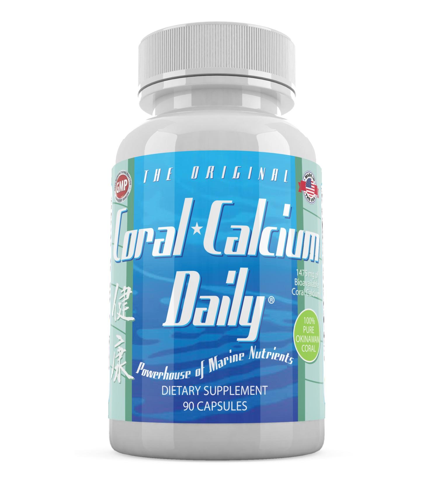 Daily Health Coral Calcium Pure Okinawa Supplement - 1475mg 90 Capsules - Marine-Grade with 72 Trace Minerals - Buy Online on GoSupps.com