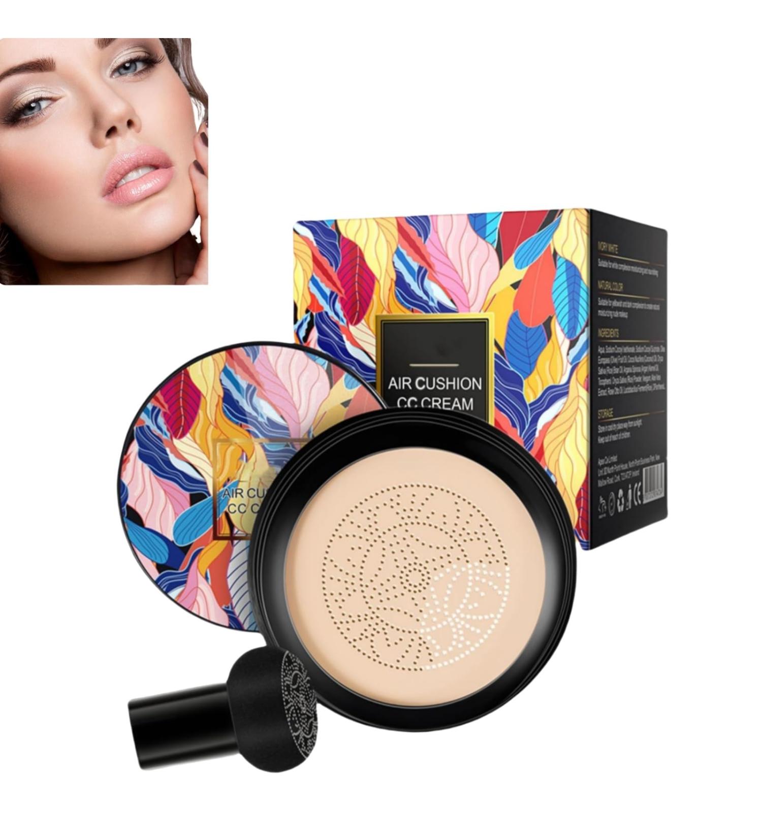 New Mushroom Head Air Cushion CC Cream Long-Lasting Matte Waterproof Moisturizing Beauty Cream Foundation Ivory - Buy Online on GoSupps.com