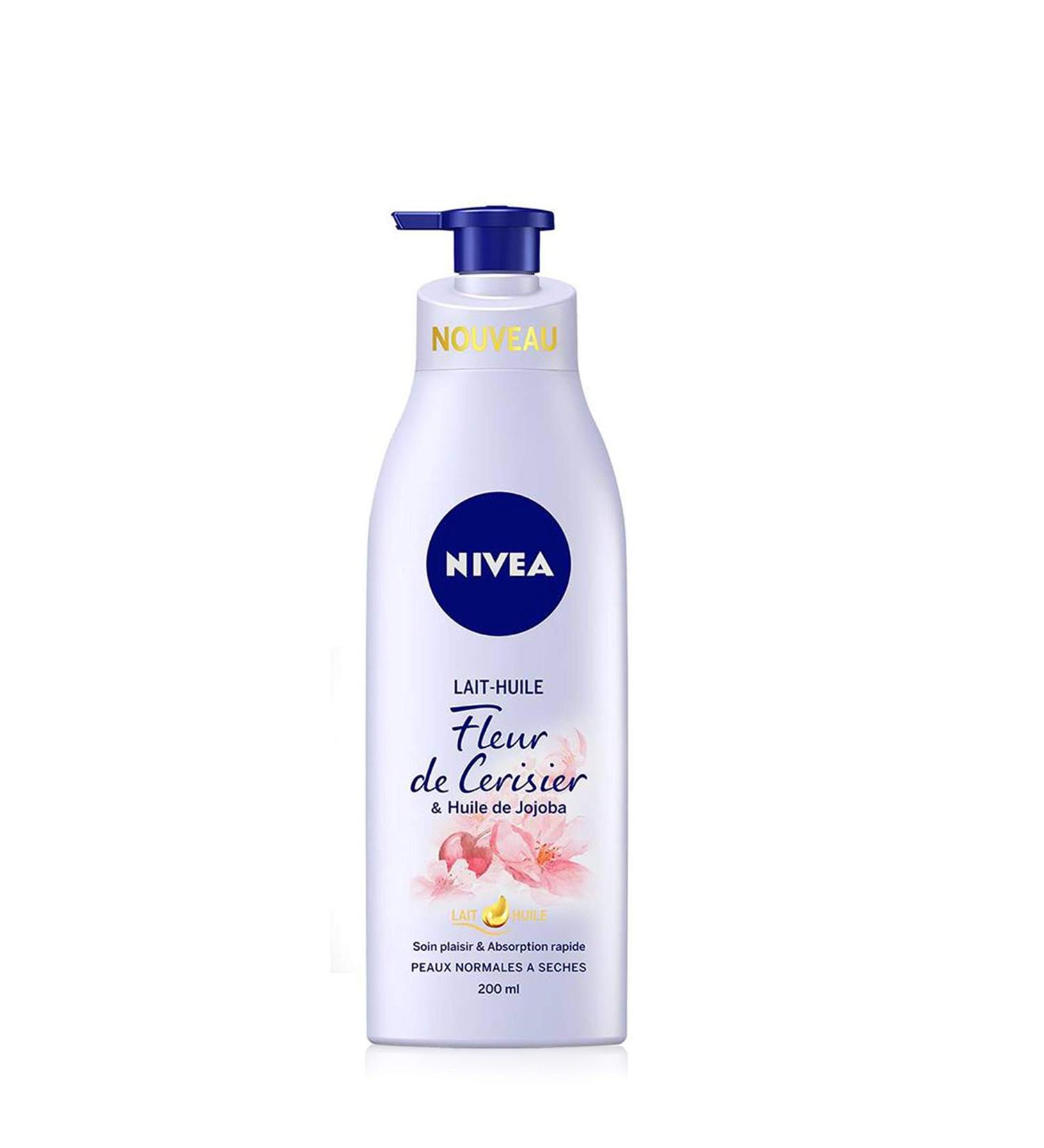 NIVEA Cherry Blossom Oil Milk & Jojoba Oil (1 x 200 ml) Pleasure Care for Normal to Dry Skin Intense Hydration Body Milk 24H - Buy Online on GoSupps.com