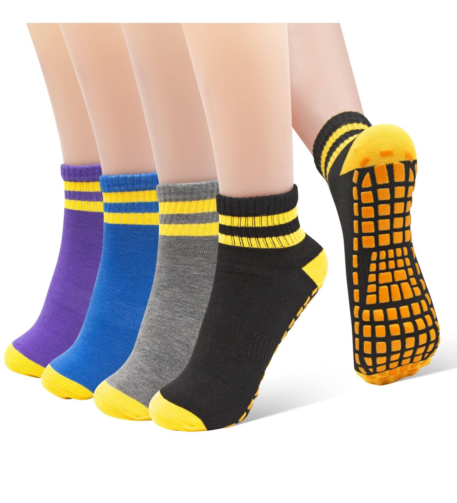 Anlioto Non-Slip Yoga & Pilates Socks for Women - 4 Pairs EU 35-38 Anti-Slip Stopper Socks in Multi-Colored - Buy Online on GoSupps.com
