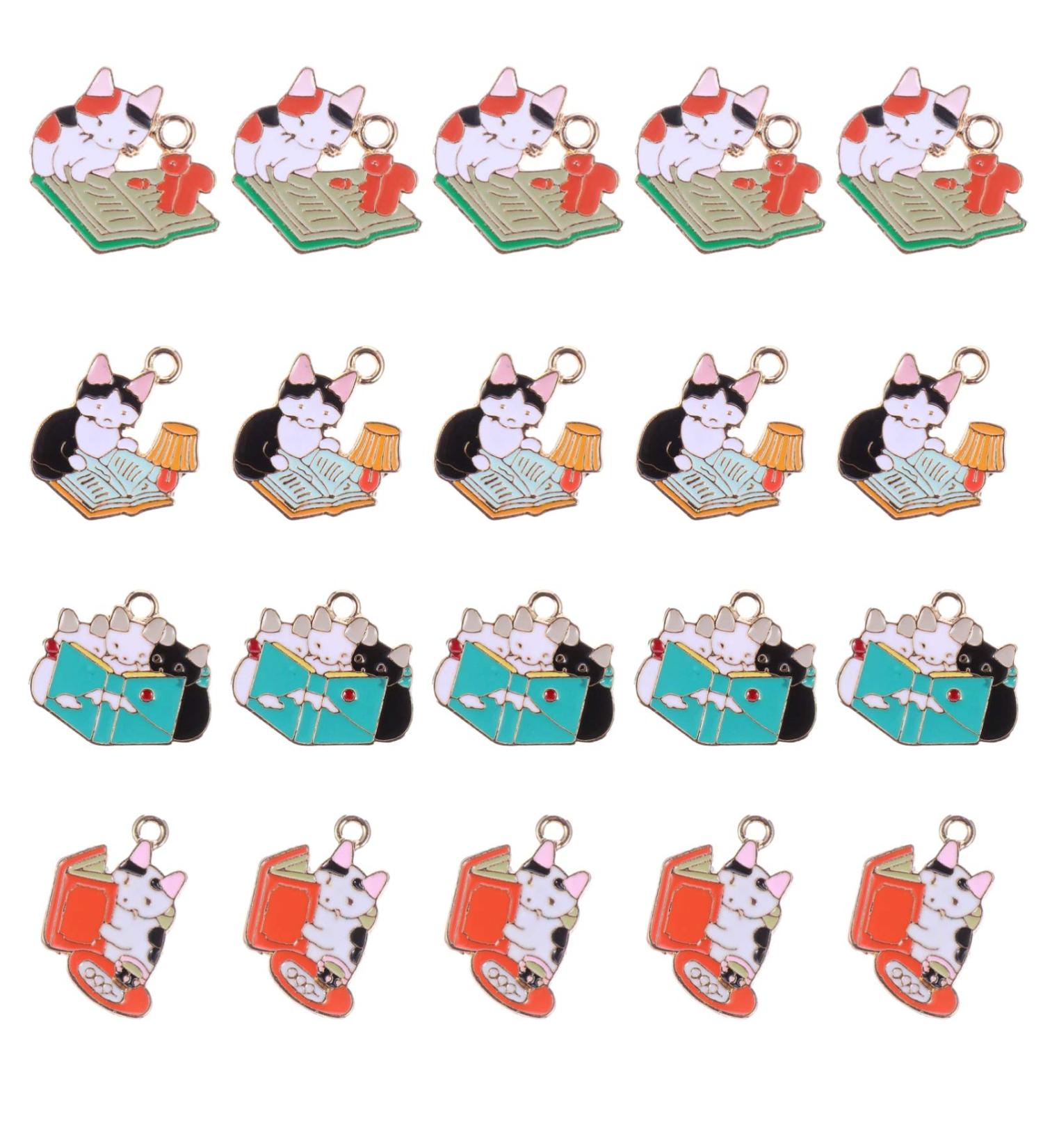 Valiclud 20 Pieces Metal Cat Charms - Enamel Cat Design Alloy Animal Trailer Charms for DIY Jewelry - Buy Online on GoSupps.com