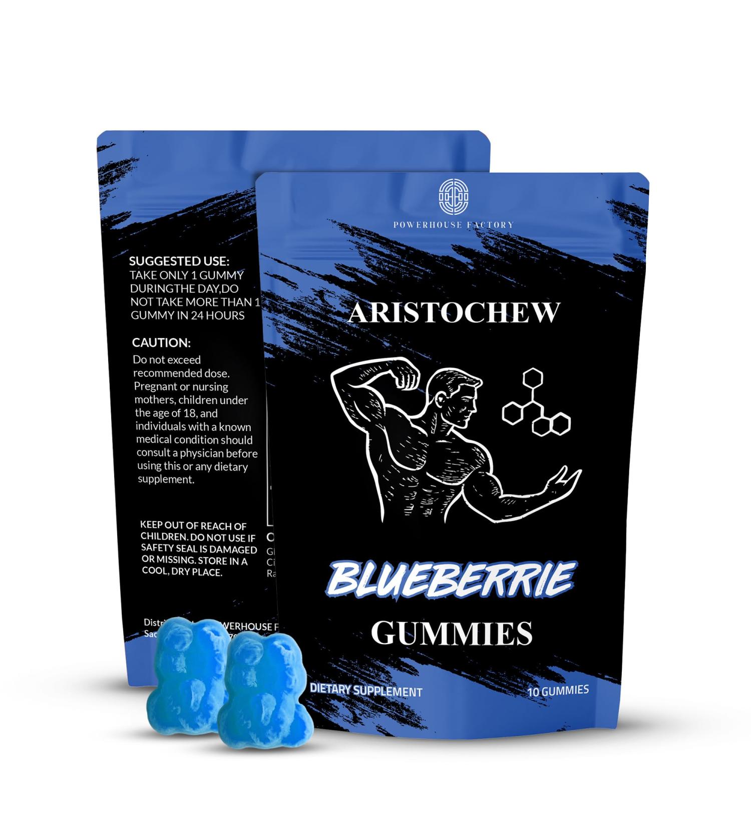 POWERHOUSE FACTORY Aristochew Multivitamins Gummies Supports Energy Gummy - 10 Count - Non-GMO Gluten-Free Vegetarian Blueberry Flavor - Buy Online on GoSupps.com