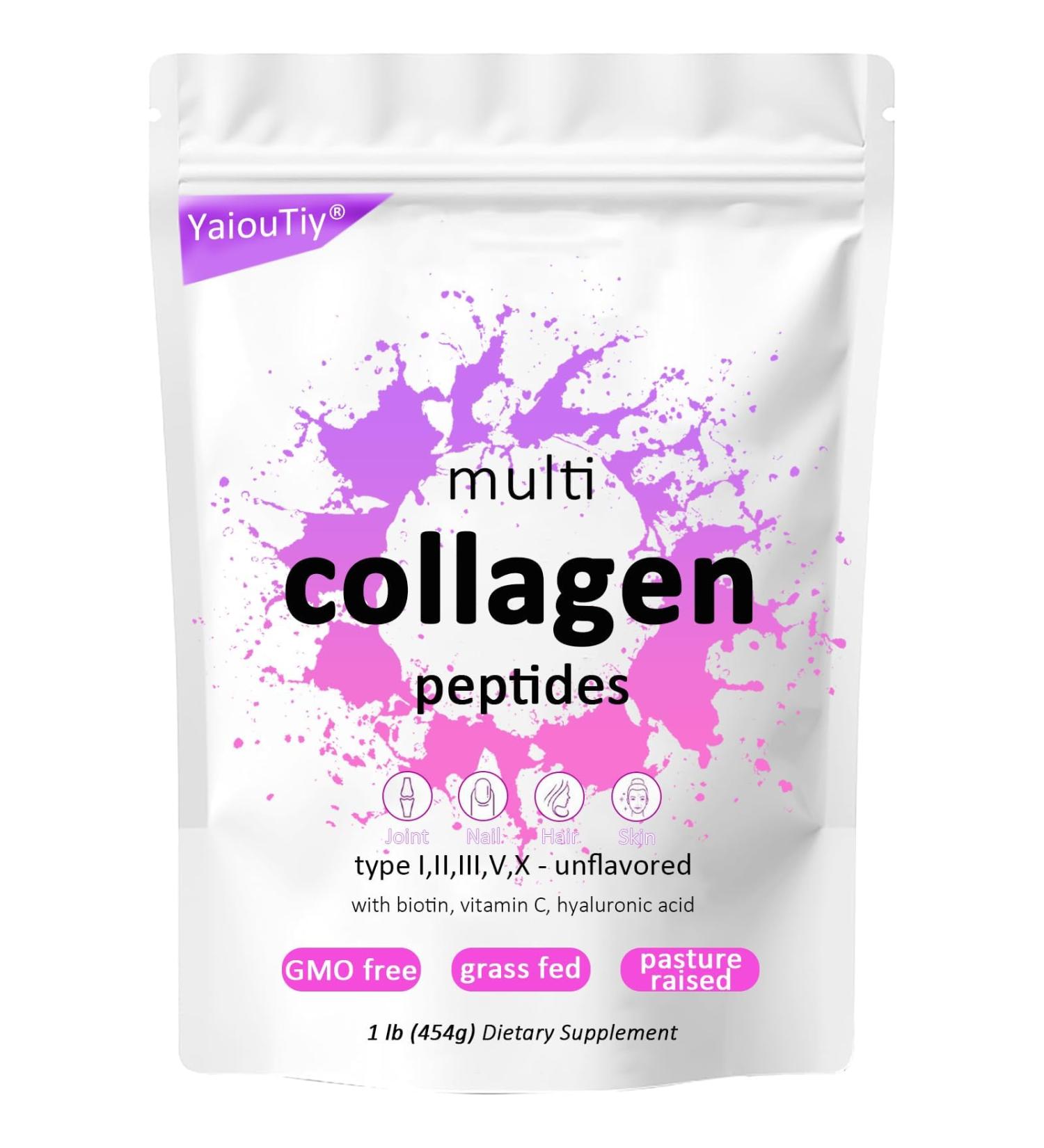 Multi Collagen Peptides Powder - Hydrolyzed Collagen Types I II III V X for Skin Hair Nails & Joint Support - Unflavored Gluten-Free Easy to Mix - Non-GMO Paleo Friendly 16oz (1 Pack) - Buy Online on GoSupps.com