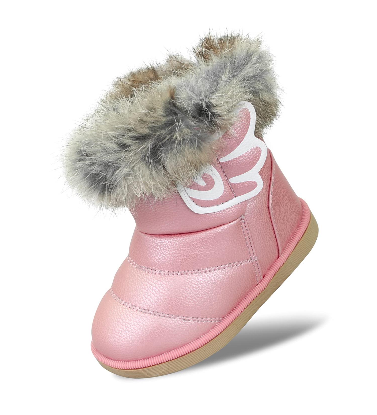 MINBEI Baby Girls Winter Snow Boots Waterproof - Toddler Girls 5.5 UK Child Pink - Buy Online on GoSupps.com