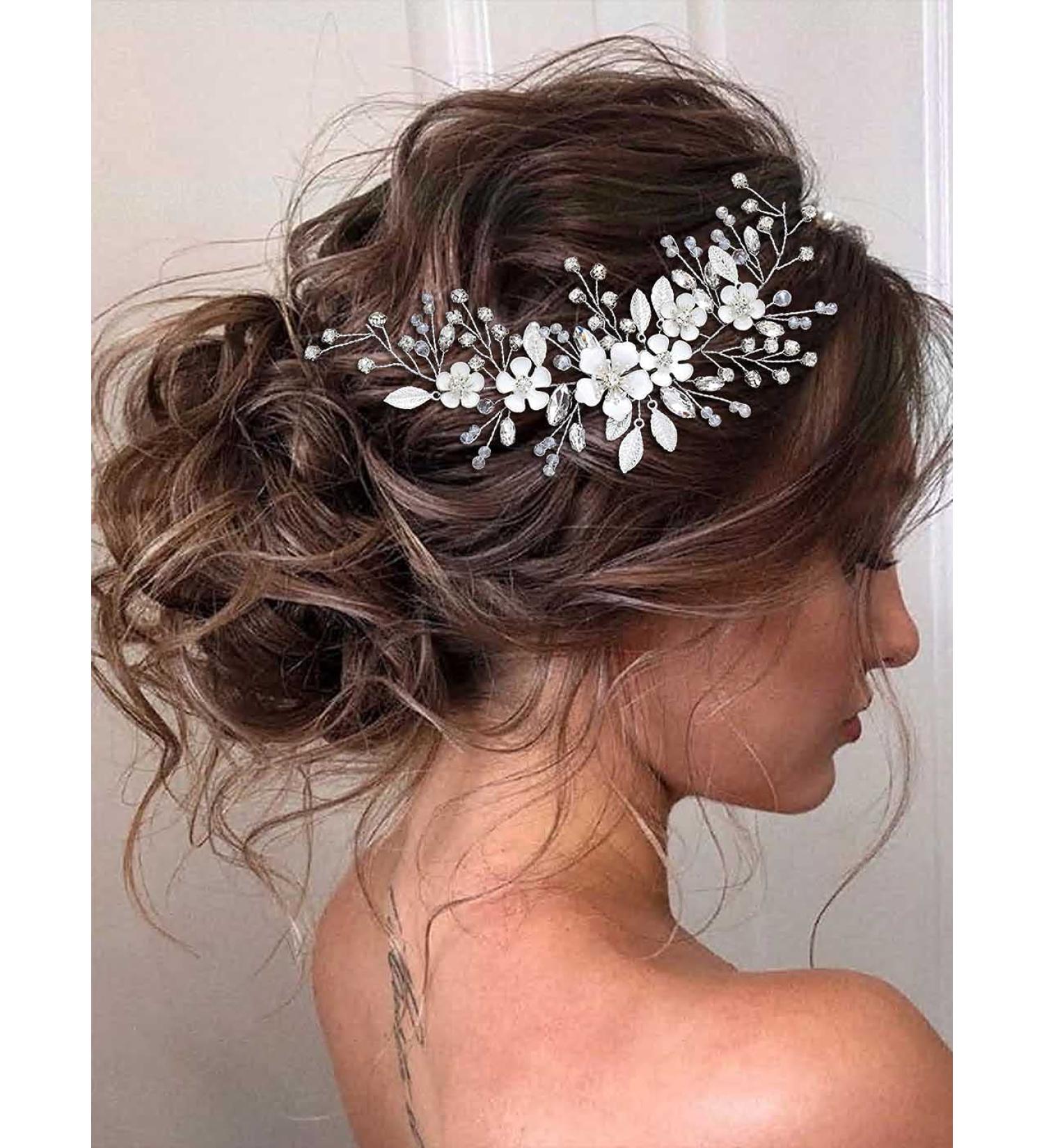 Unicra Silver Bride Wedding Hair Vine - Rhinestone Bridal Hair Piece - Buy Online on GoSupps.com