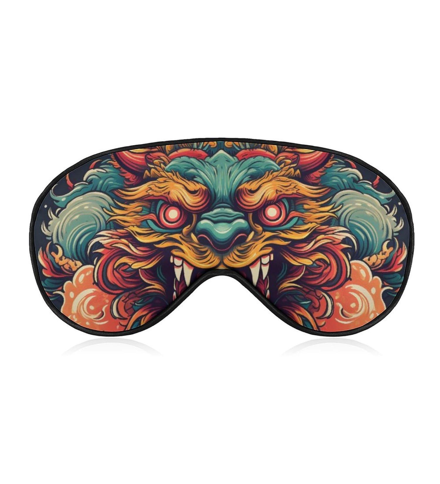 Japanese Fiery Dragon Sleep Mask - Adjustable Eye Shade for Ultimate Light Blocking | Perfect for Men & Women - Buy Online on GoSupps.com