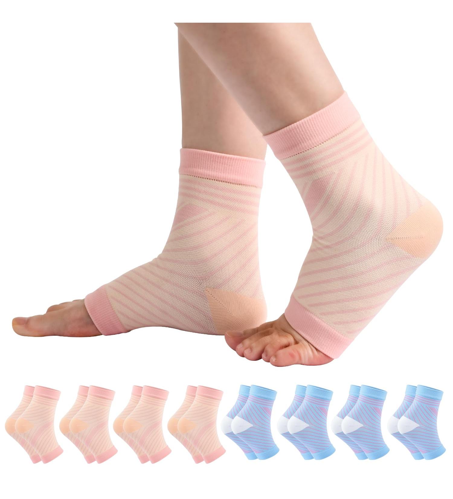 8 Pairs Neuropathy Socks Plantar Fasciitis Compression Support XL - Pink+Blue - Buy Online on GoSupps.com