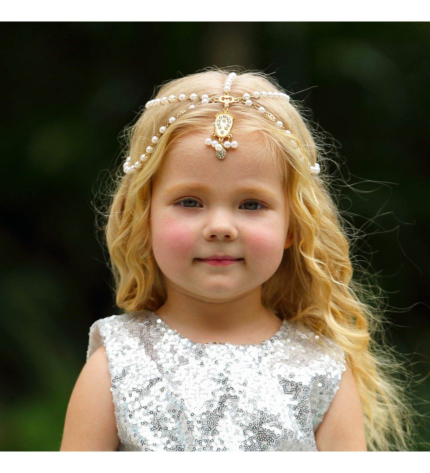 Golden Princess Headband Hair Chain for Little Girls - Birthday Wedding Party Dress Up - Buy Online on GoSupps.com