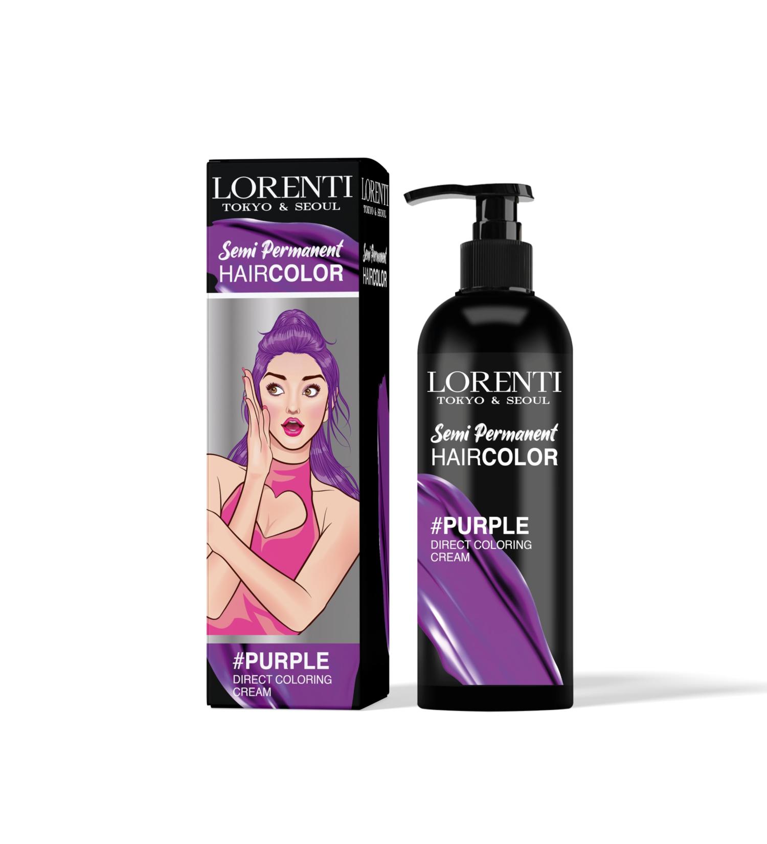 Lorenti Semi Permanent Direct Coloring Cream | Long Lasting Hair Colour Result | Purple 250ml - Buy Online on GoSupps.com