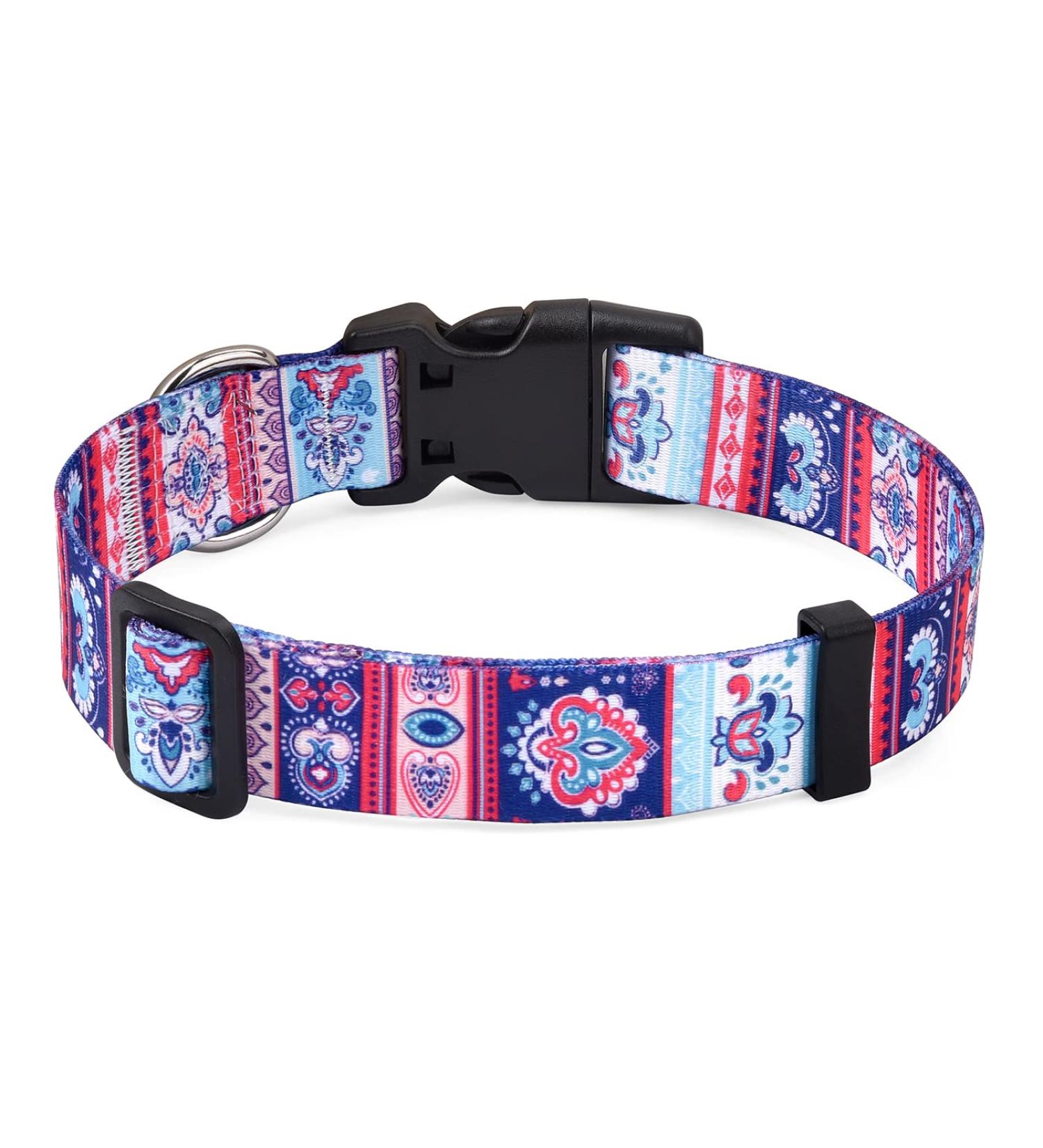 Mihqy Adjustable Dog Collar - Soft & Comfortable Bohemian Floral Design for Small Medium Large Dogs | XS (20-30 cm) - Buy Online on GoSupps.com
