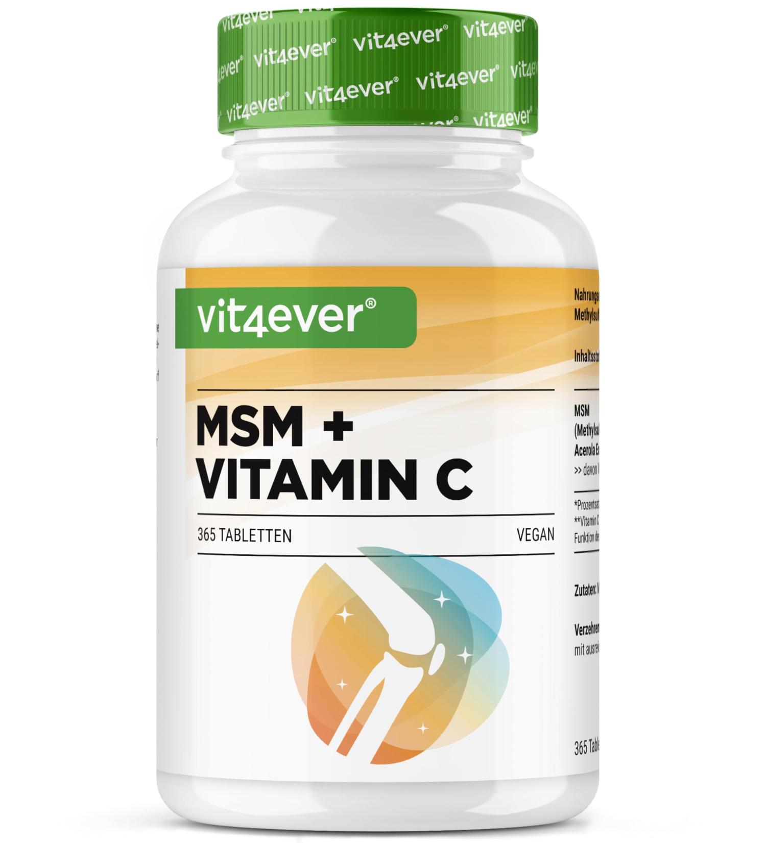 MSM 2000mg - 365 Tablets - With Acerola Natural Vitamin C - No Additives - 6 Month Supply - High Dosed - Vegan - Buy Online on GoSupps.com
