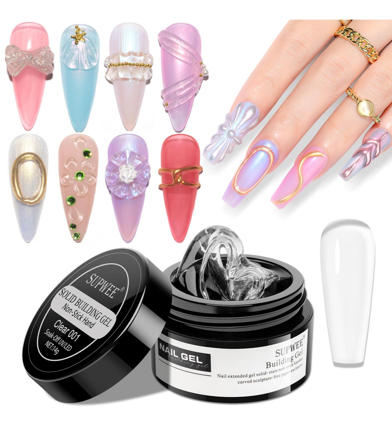 Supwee Solid Sculpture Builder Gel - Clear Non-Stick Hand Nail Extension Gel 14g - Nail Strengthening & Decoration - Soak Off UV Gel - Buy Online on GoSupps.com