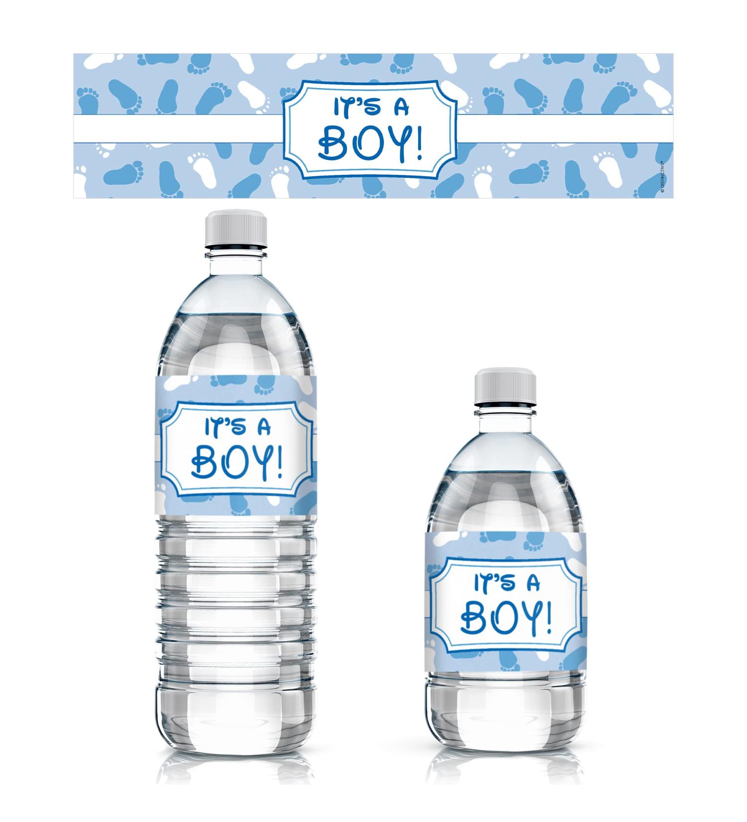 It's a Boy Baby Shower Water Bottle Labels - Blue Footprint Theme - Set of 24 Stickers - Buy Online on GoSupps.com