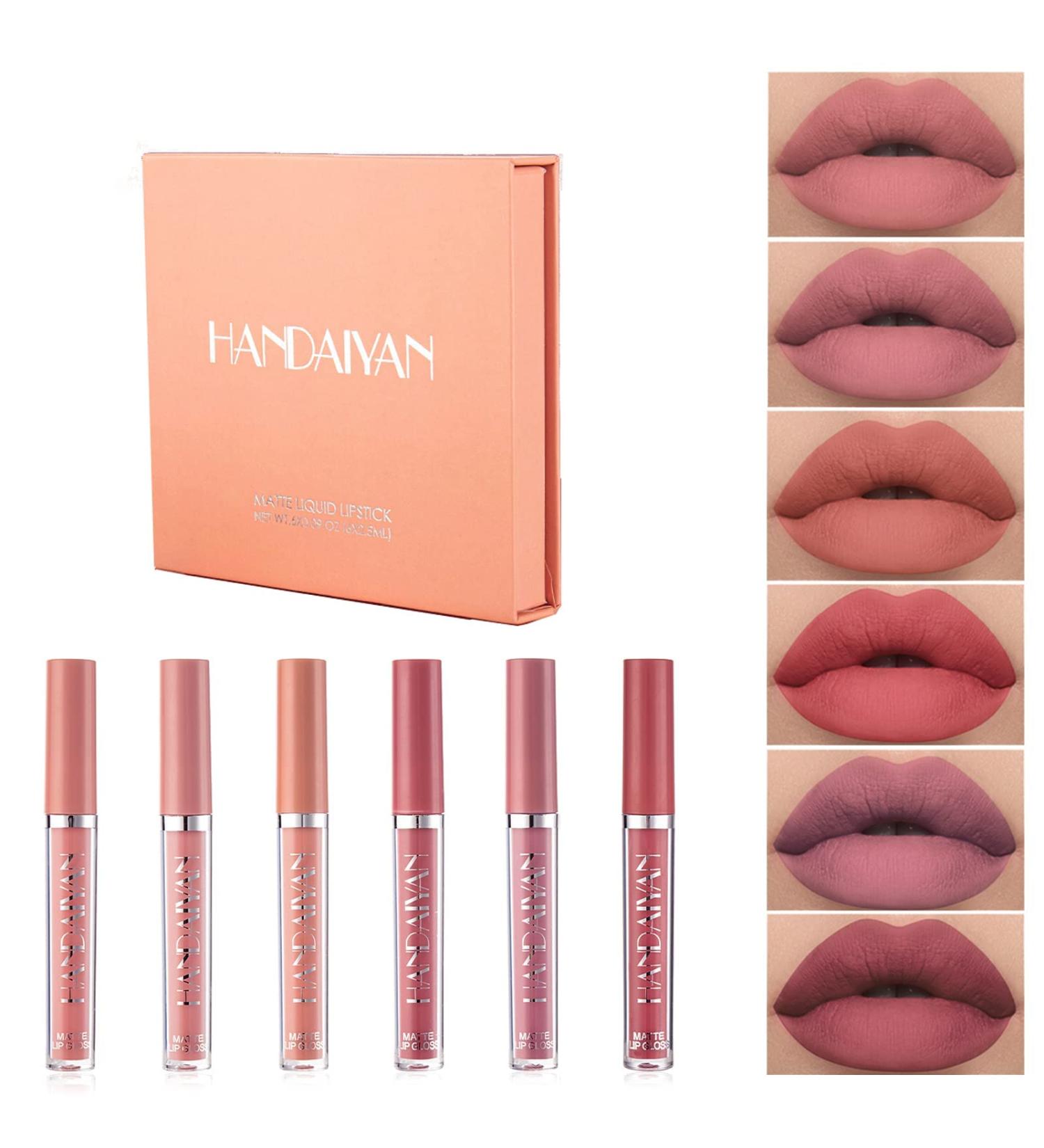 Kiogyek 6PCs Matte Lip Gloss Set | Long-lasting Waterproof Liquid Lipstick Gift Set - Buy Online on GoSupps.com