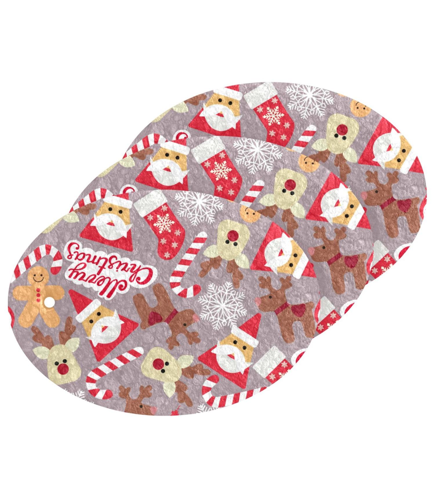 3-Pack Cleaning Kitchen Sponges Oval Santa Claus Kitchen Cellulose Dishwashing Wood Pulp Cotton one sizex3 Santa Claus Pink - Buy Online on GoSupps.com
