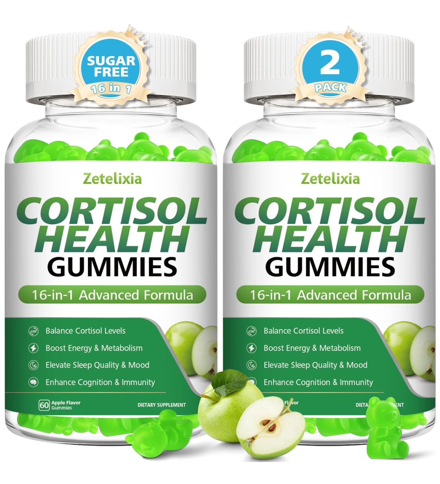 Cortisol Gummies for Women 16-in-1 Cortisol Supplements for Women Cortisol Reducer with Ashwagandha Rhodiola Rosea Magnesium L-theanine for Relaxation Zzz Cognition Apple Flavor 120Cts 60 Count (Pack of 2) - Buy Online on GoSupps.com