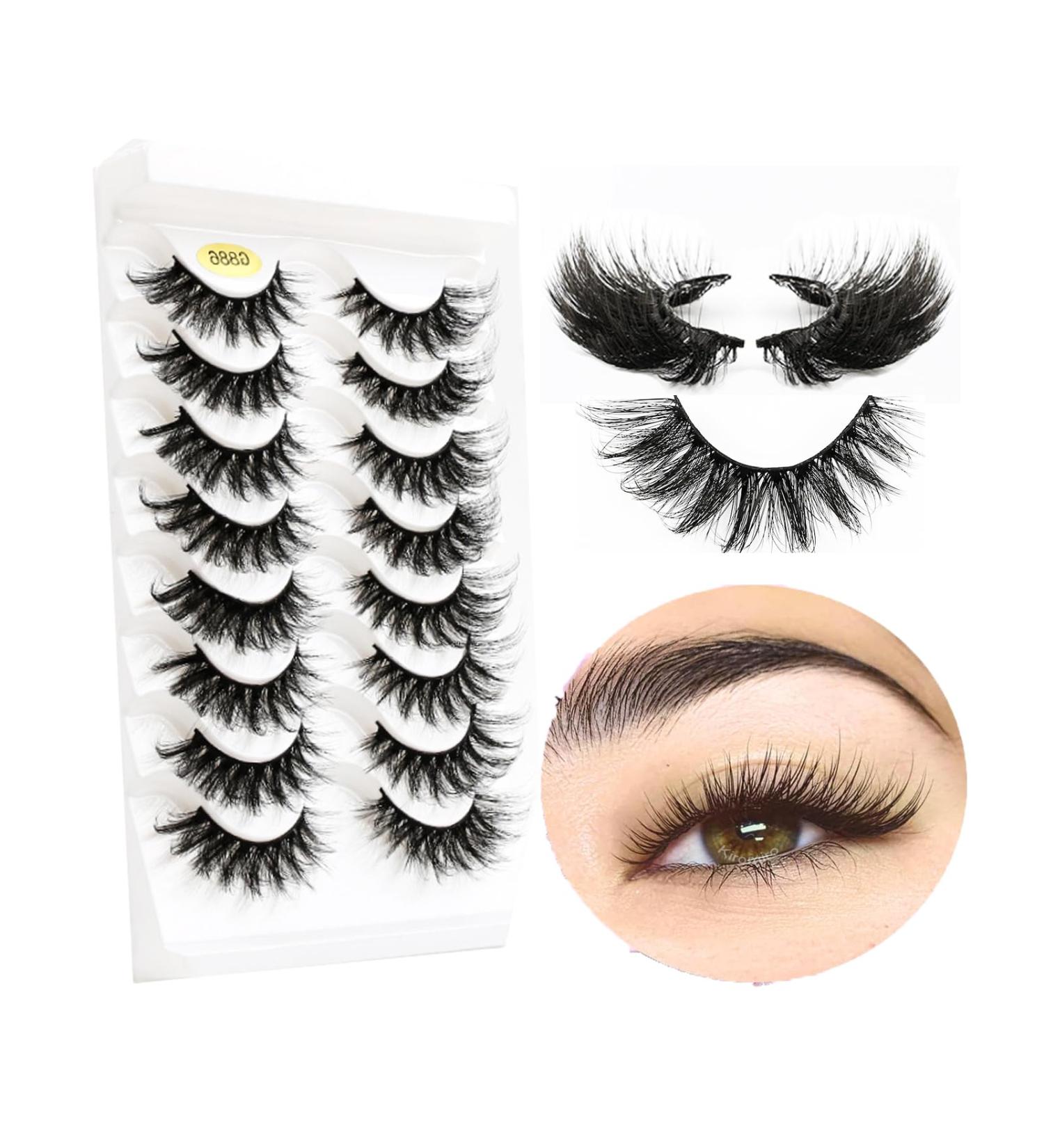 G880-G889 Russian Strip Fake Lashes Naturally Thick Eyelashes D Curl + 3D Effect 8 Pairs/17.4 * 10 * 2cm for Daily Commuting Weddings Photography G886 - Buy Online on GoSupps.com