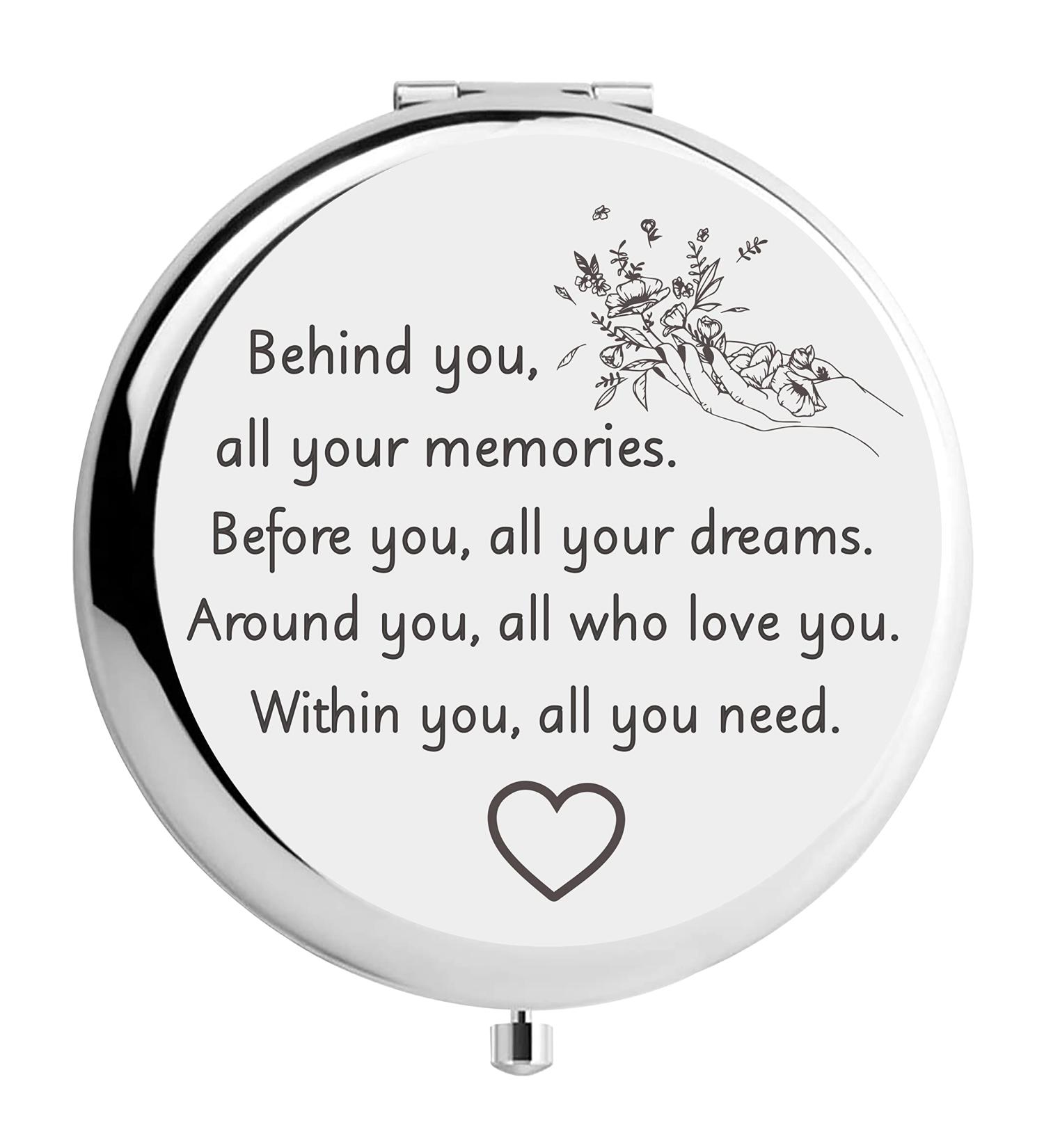 YSUNM Ming Heng Personalized Travel Makeup Mirror - Perfect Gift for Sister, Best Friend, Classmate, Colleague - Silver Finish - Buy Online on GoSupps.com