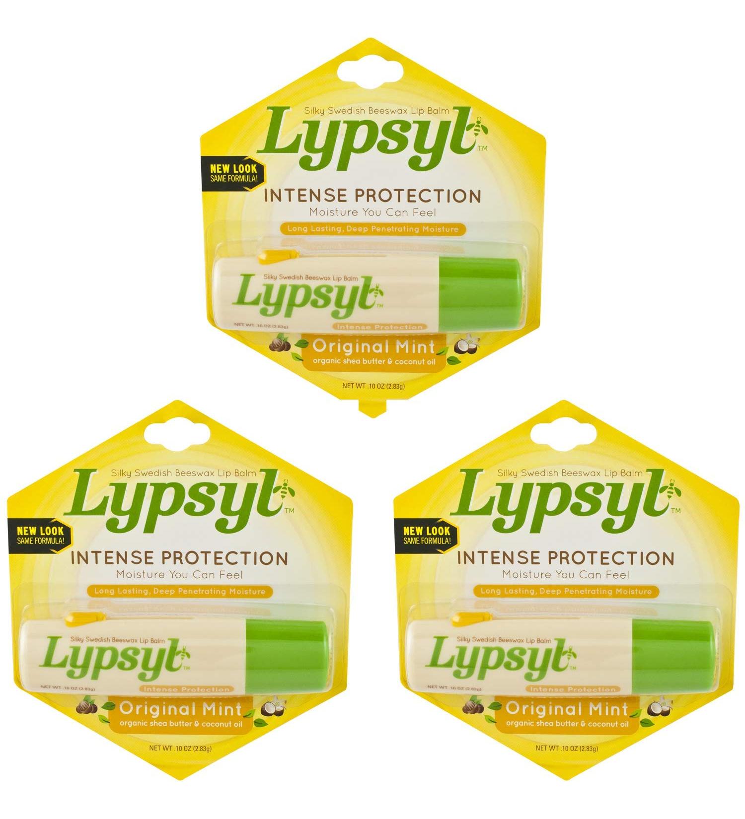 Lypsyl Intense Protection Original Mint Lip Balm 0.10 oz (3-Pack) Mint 1 Count (Pack of 3)