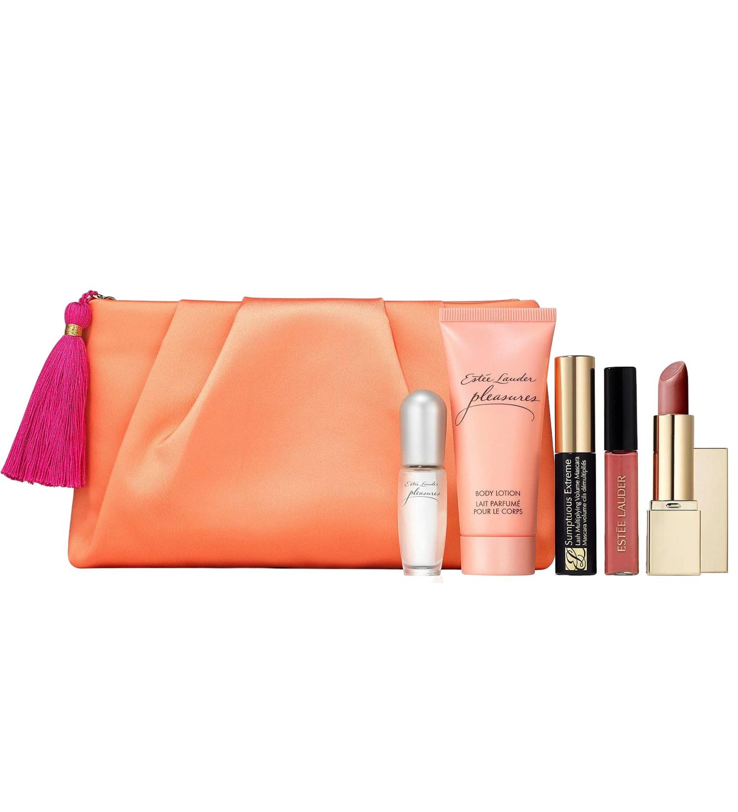 Estee Lauder Pleasures Holiday 2022 Set - 6 PC Perfume, Body Lotion, Lip Gloss, Mascara - Buy Online on GoSupps.com