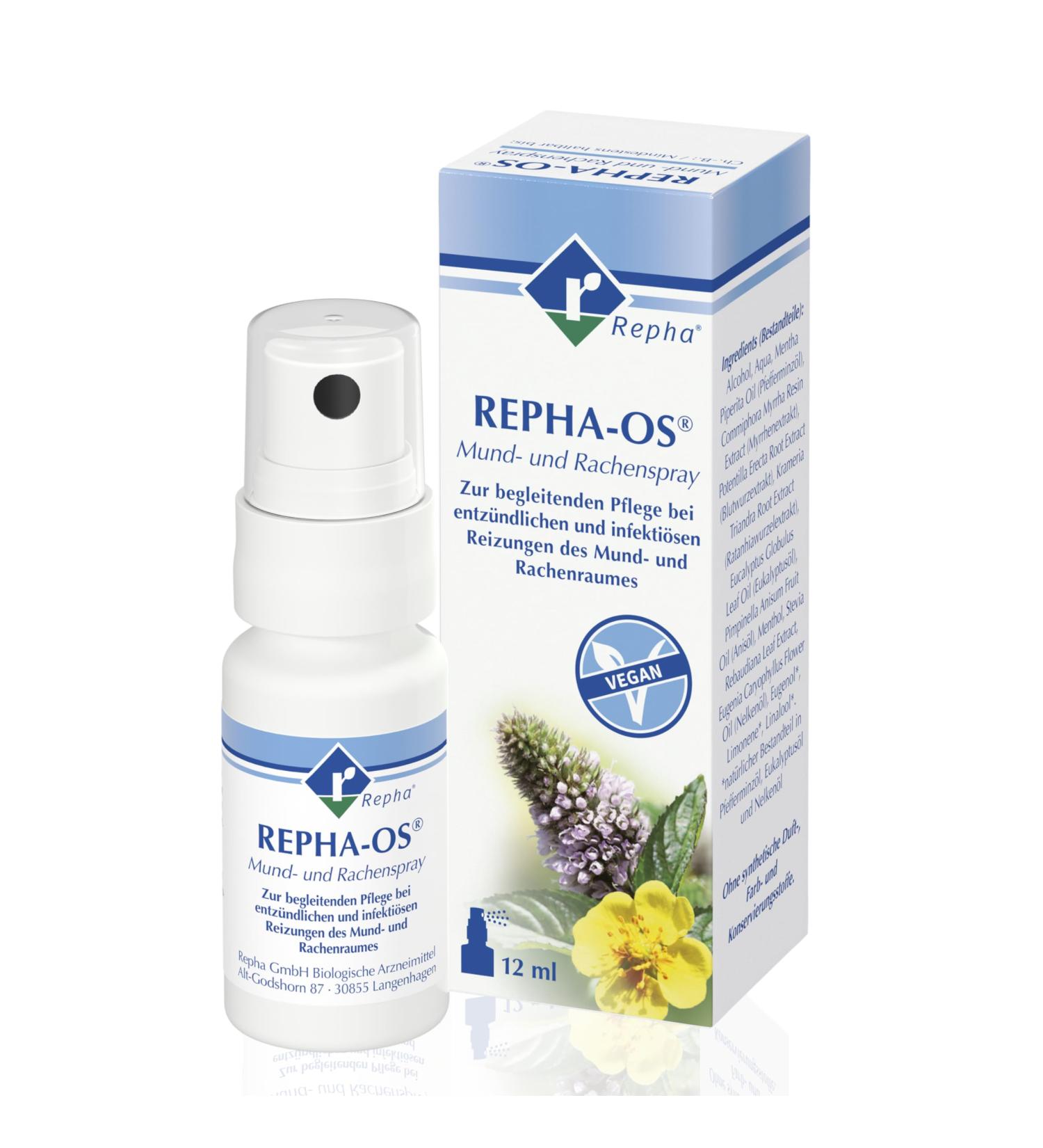 Repha-os Mouth and Throat Spray - 12ml for Inflammatory & Infectious Irritation Relief - International Shipping Available - Buy Online on GoSupps.com