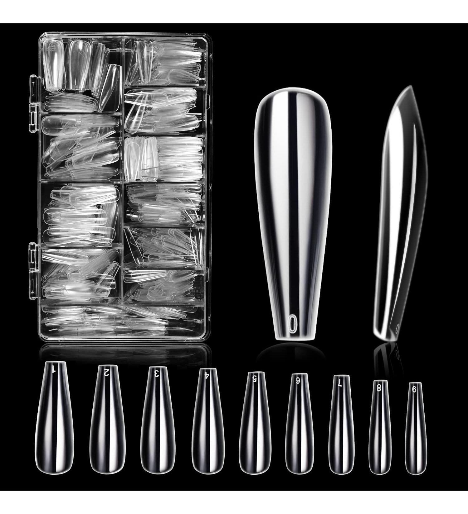 Easkep Clear Coffin Fake Nails - 600Pcs XL Long Ballerina Full Cover Press On Nails with Box | 10 Sizes Acrylic False Nail Tips for Nail Art - Buy Online on GoSupps.com