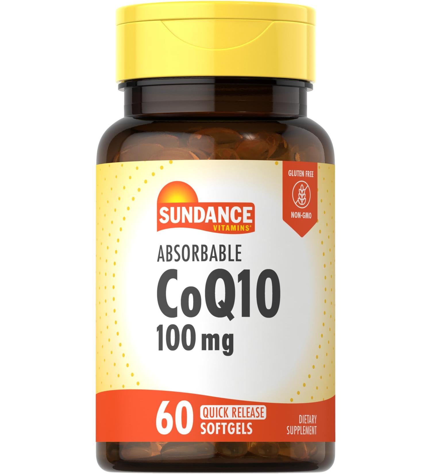 Buy CoQ10 100mg Softgels | 60 Absorbable | Non-GMO Gluten Free | With Black Pepper Extract | Sundance Supplements - Buy Online on GoSupps.com