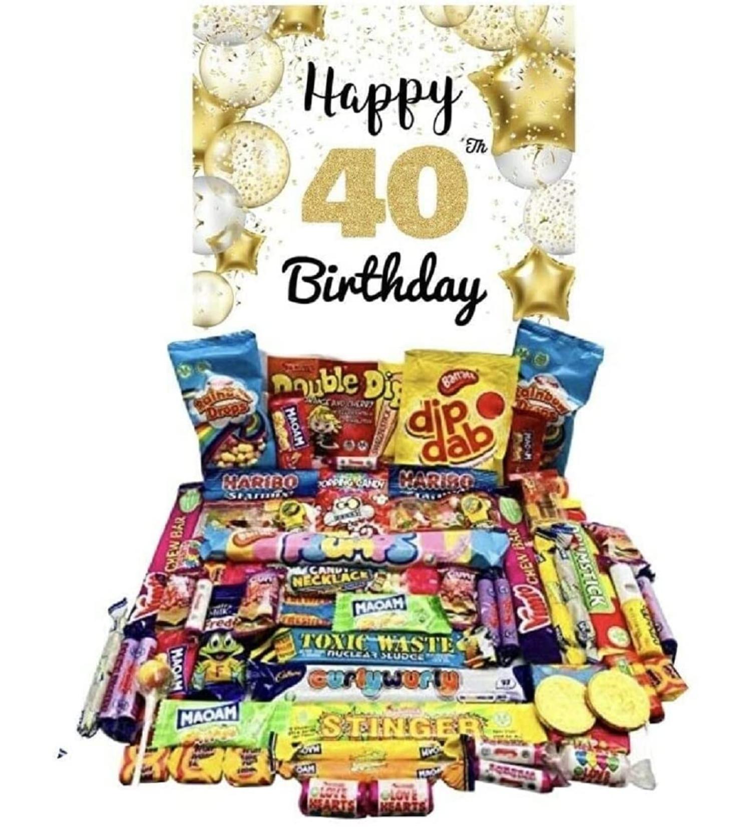 Happy 40th Birthday Pick N Mix The Ultimate Retro Nostalgia Sweet Selection 70s 80s Box Sweet Hamper - Present Gift With Over 60 Items Pi ata Filler Freddo Black Jacks ect - Buy Online on GoSupps.com
