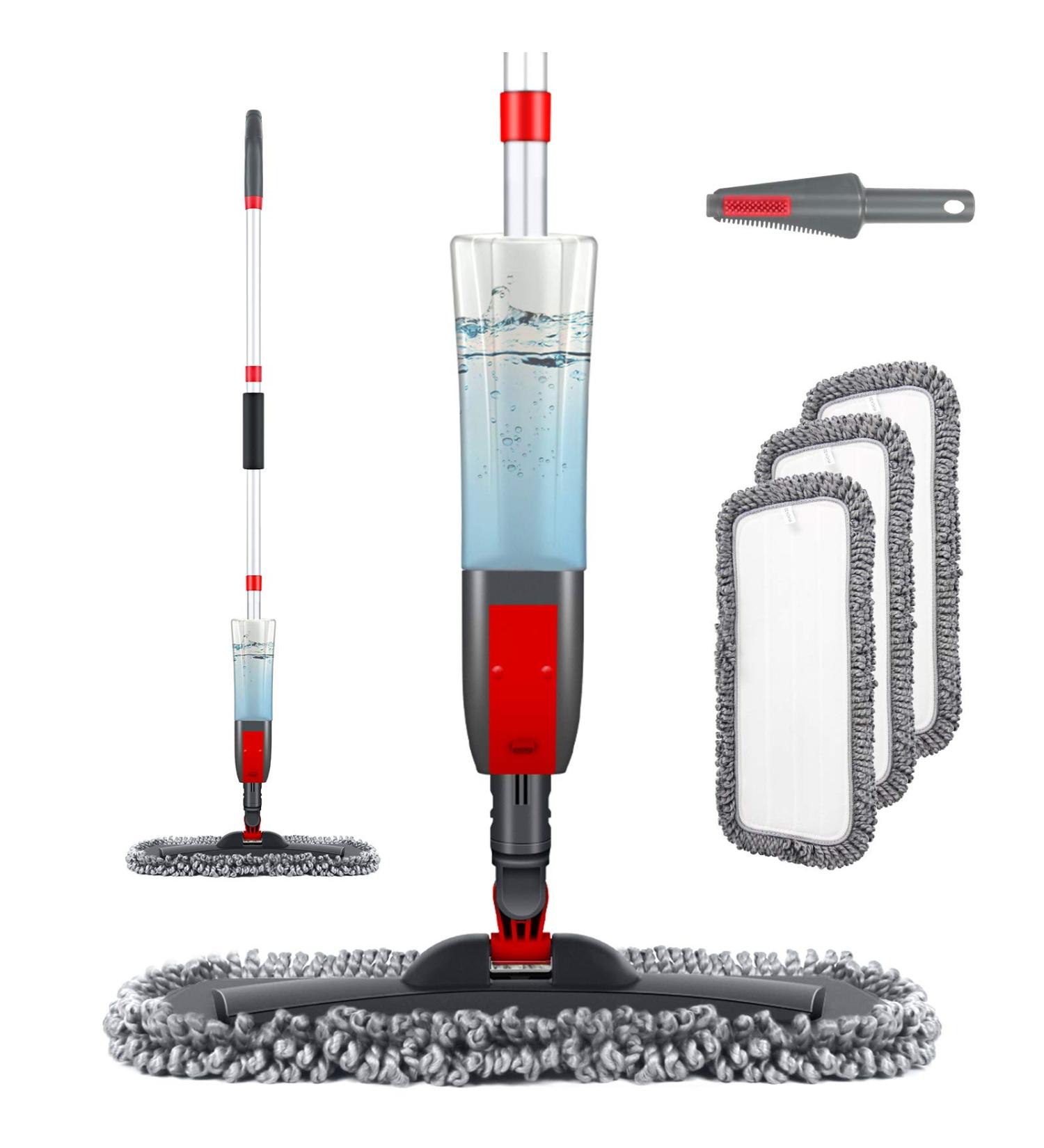120CM Spray Mop for Floor Cleaning | Microfiber Hardwood Floor Mop with 3 Pads and Scraper - Buy Online on GoSupps.com