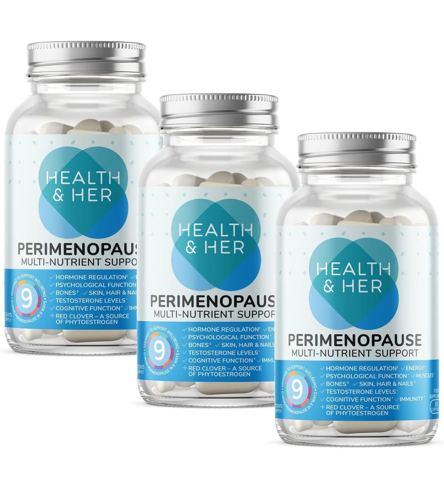 Health & Her Perimenopause Supplements for Women - Support During Perimenopause (The Early Stage of Menopause) - 3 Month Supply of 180 Perimenopause Vitamin Capsules - Vegan - Gluten Free Perimenopause 3 Pack - Buy Online on GoSupps.com