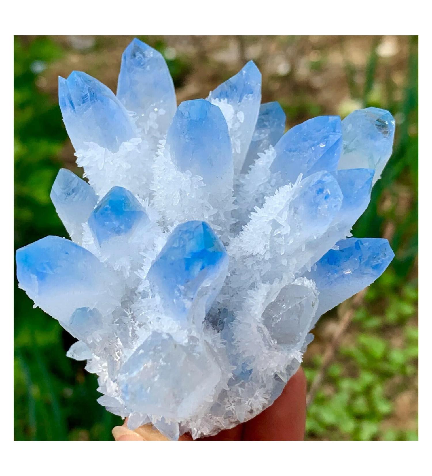 Natural Crystal Rough Crystal Cluster Find Sky Blue Phantom Quartz Crystal Cluster ore Sample d (Size : 400-450g) - Buy Online on GoSupps.com