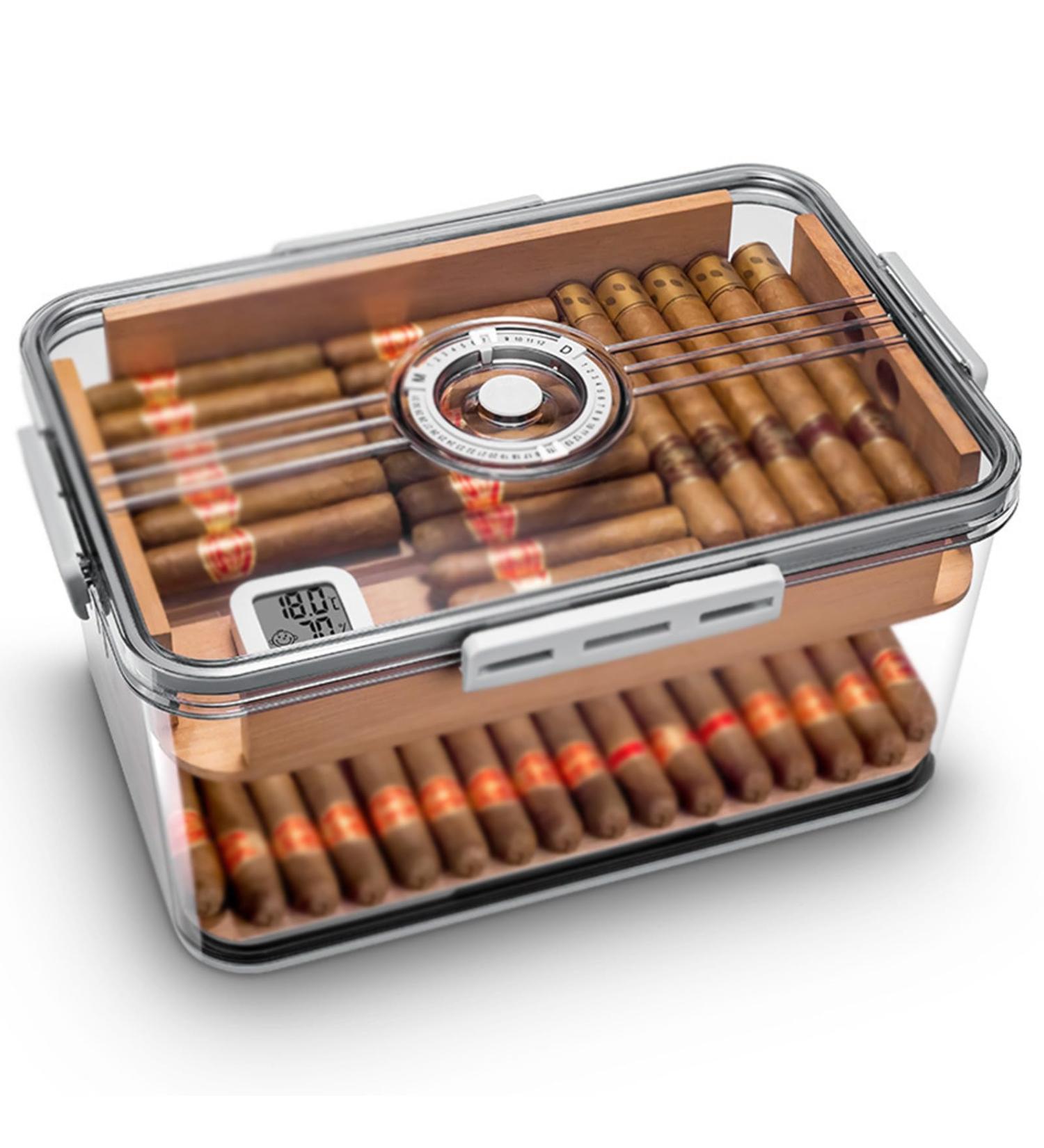 Portable Large Capacity Plastic Transparent Cigar Box with Sealed Double-Layer Cigar Travel Moisturizing Box - Buy Online on GoSupps.com