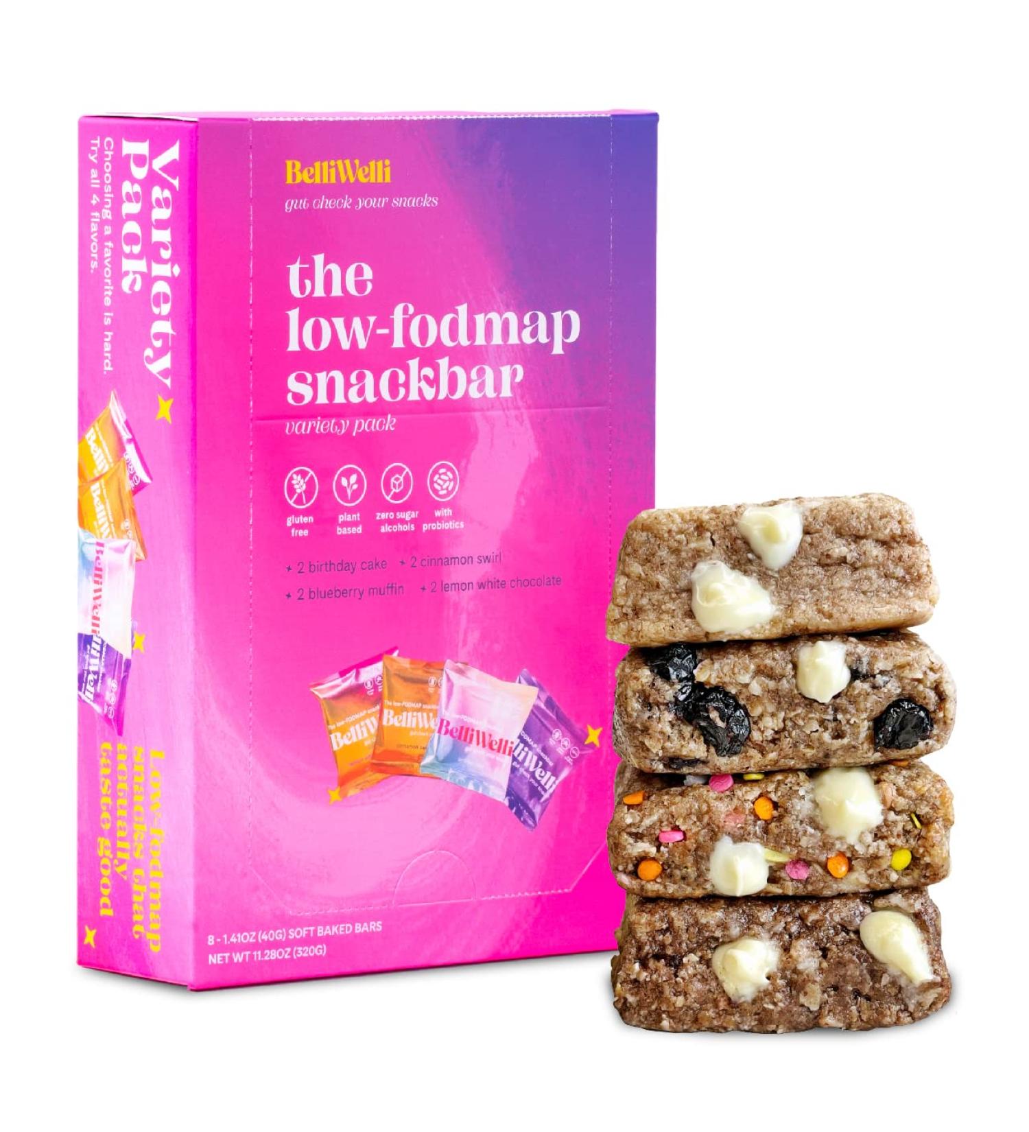 BelliWelli Vegan Gluten-Free Snack Bar Variety (8-Pack) | Low FODMAP Certified, Dairy Free, Gut Friendly with Probiotics | Guilt-Free Dessert for Breakfast | 8 Count - Buy Online on GoSupps.com