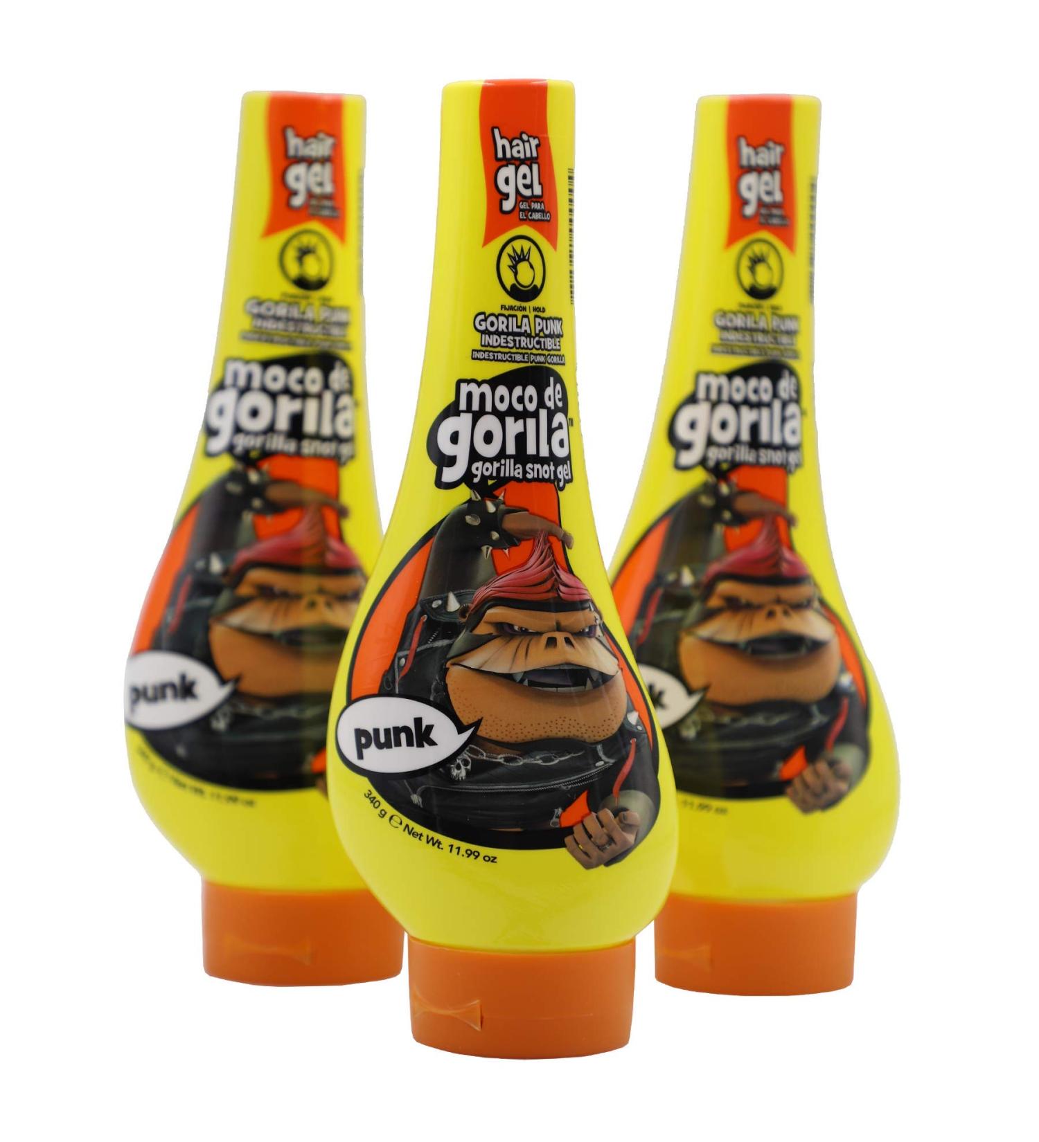 Moco de Gorila Punk Hair Styling Gel 3-Pack 11.99 Oz - Long-lasting Hold, Reactivate with water - Squeezable Bottles - Punk 11.99 Ounce (Pack of 3) - Buy Online on GoSupps.com