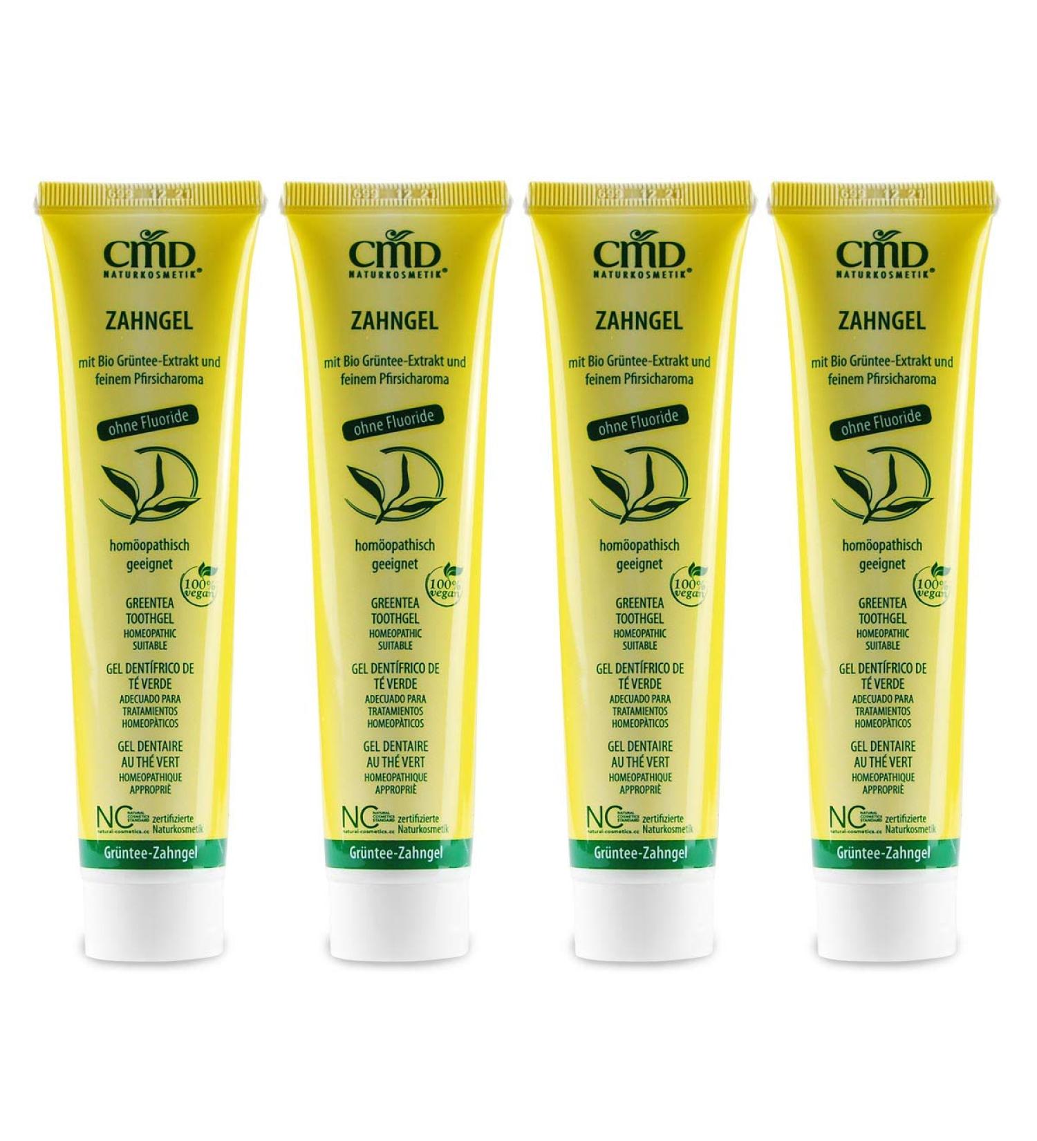 CMD Tea Tree Oil Tooth Gel (4x75ml) - Organic Fluoride-Free Vegan Toothpaste with Green Tea - Homeopathy-Compatible Natural Care for Sensitive Teeth - Buy Online on GoSupps.com