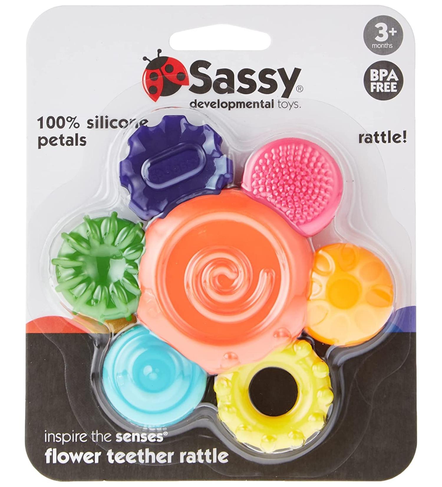 Sassy Baby Silicone Teether Rattle 3m+ Mixed