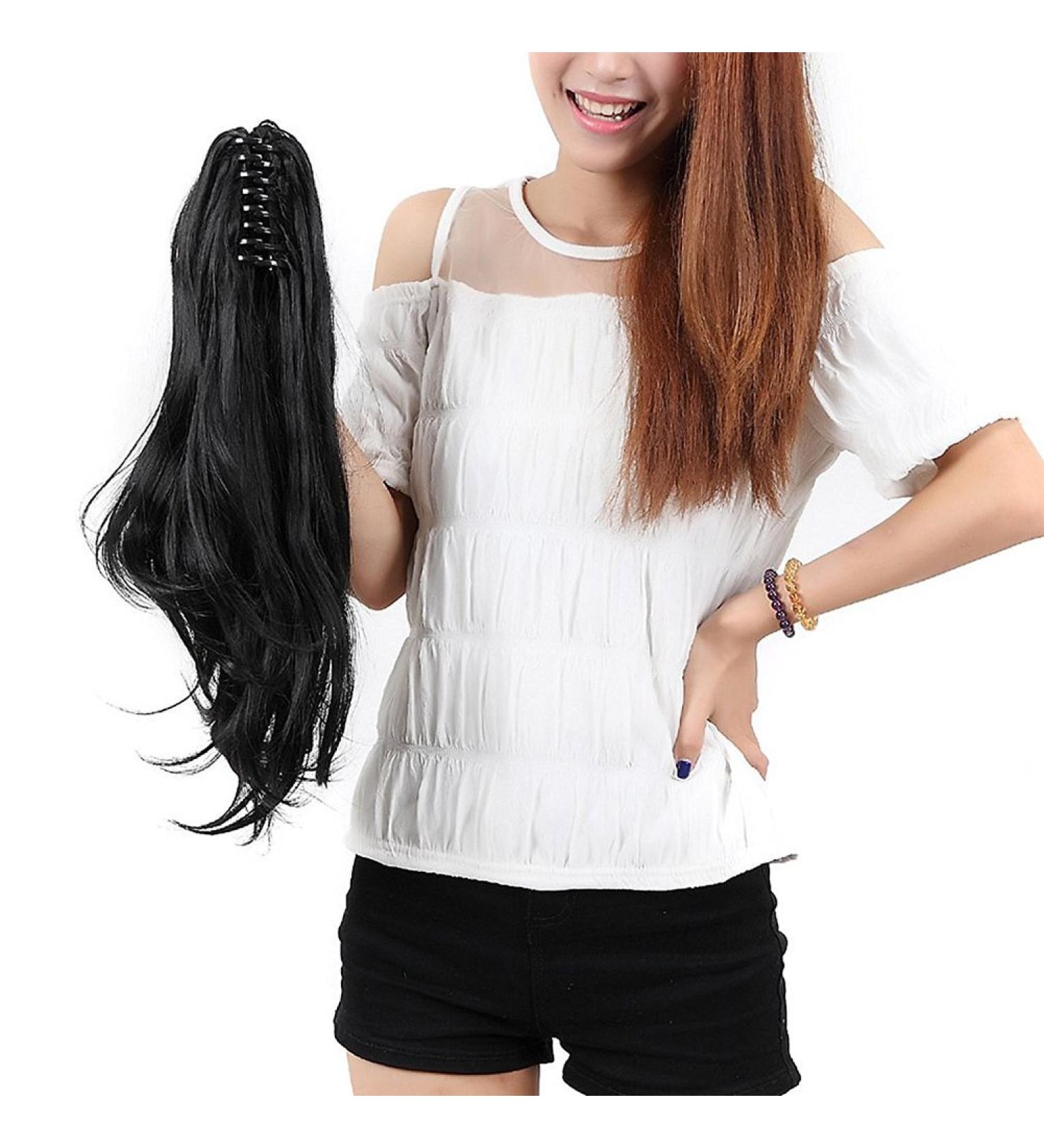 Shop S-noilite Voluminous Hair Extension - 45cm Wavy Ponytail & Braid Claw - Natural Black & Various Colors - Buy Online on GoSupps.com