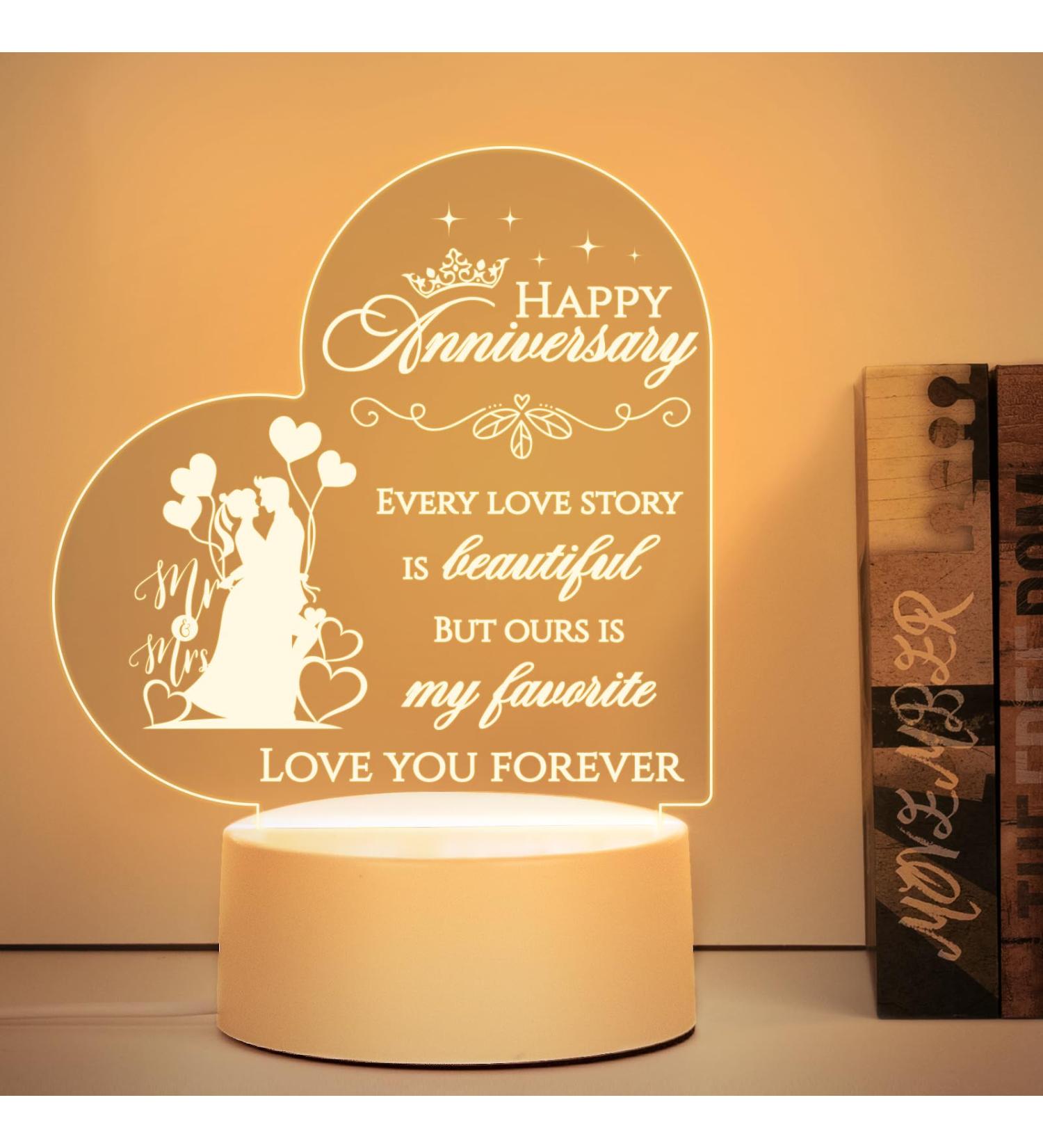 LED Heart-Shaped Night Light - Personalized Wedding Gifts for Newlyweds - Buy Online on GoSupps.com