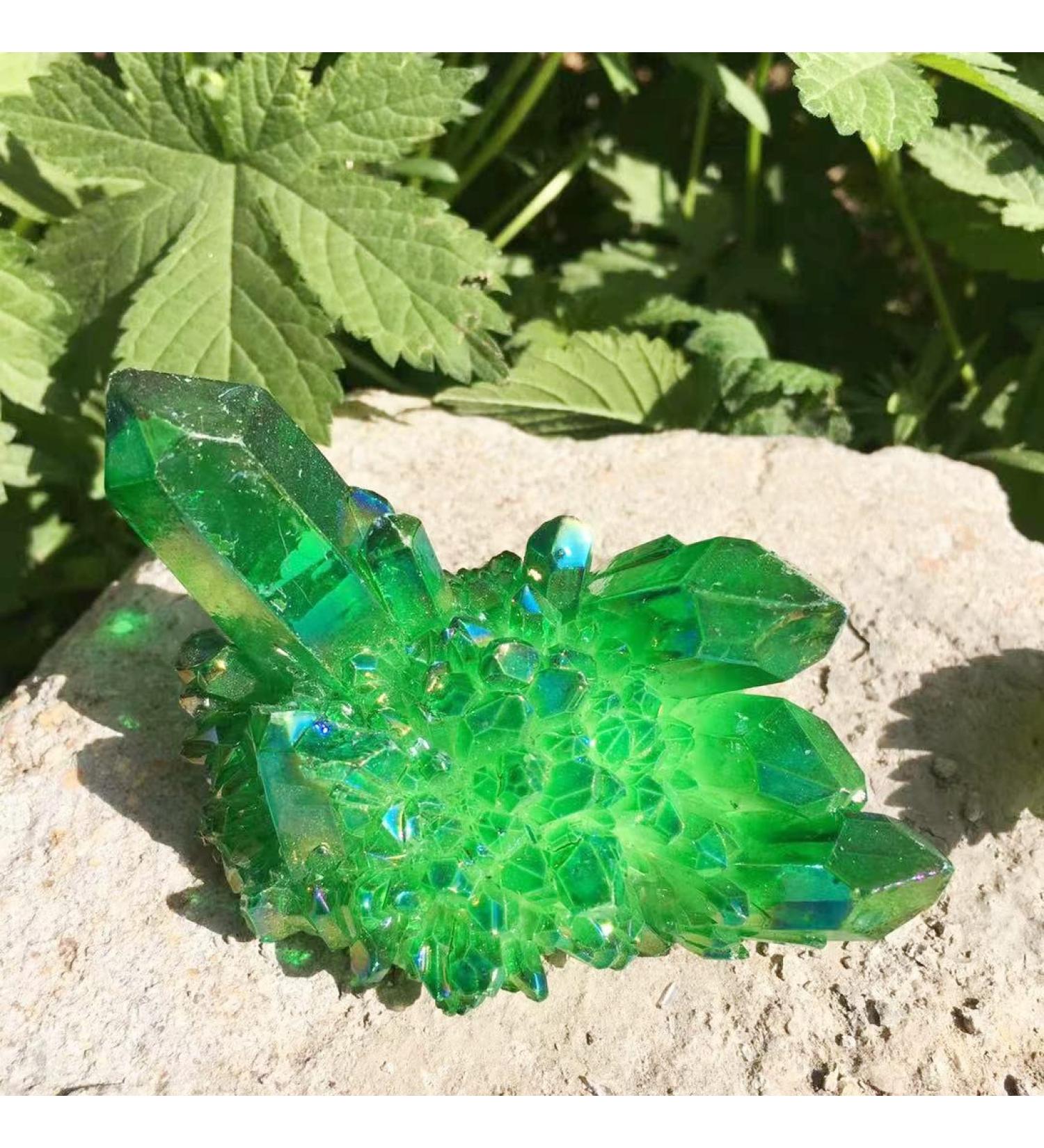 Home Decor 100-120g Natural Crystal Green Angel Aura Quartz Cluster specimens Titanium Coating Quartz Cluster Gifts Natural Crystal Raw Stones and Minerals Reiki Crystal Stone (Size : 110-120g) - Buy Online on GoSupps.com