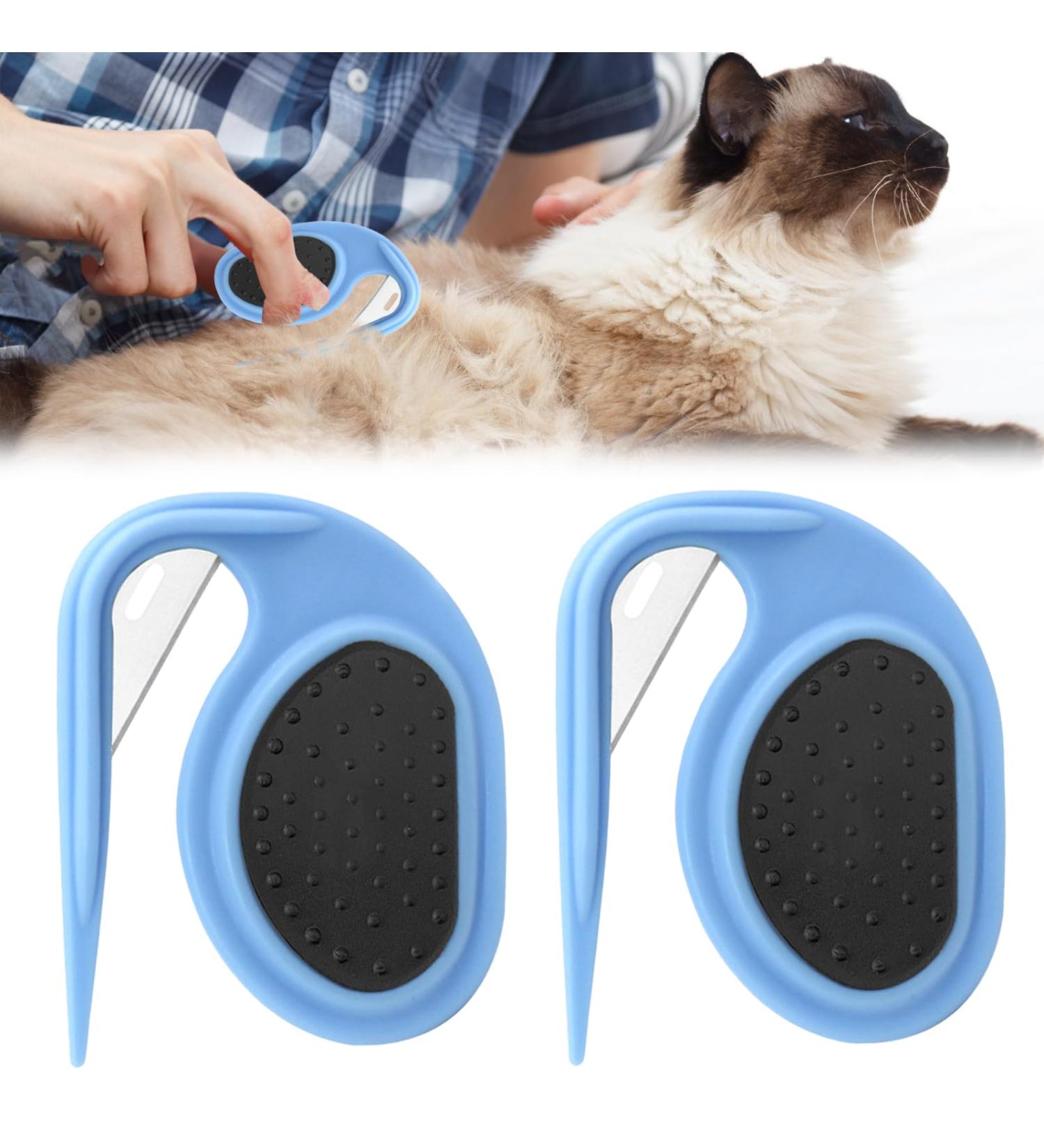 2-Piece Cat Hair Remover & Knot Comb Set | Pet Massage Tool for Long-Haired Cats & Dogs | Demanding Knife for Grooming - Buy Online on GoSupps.com