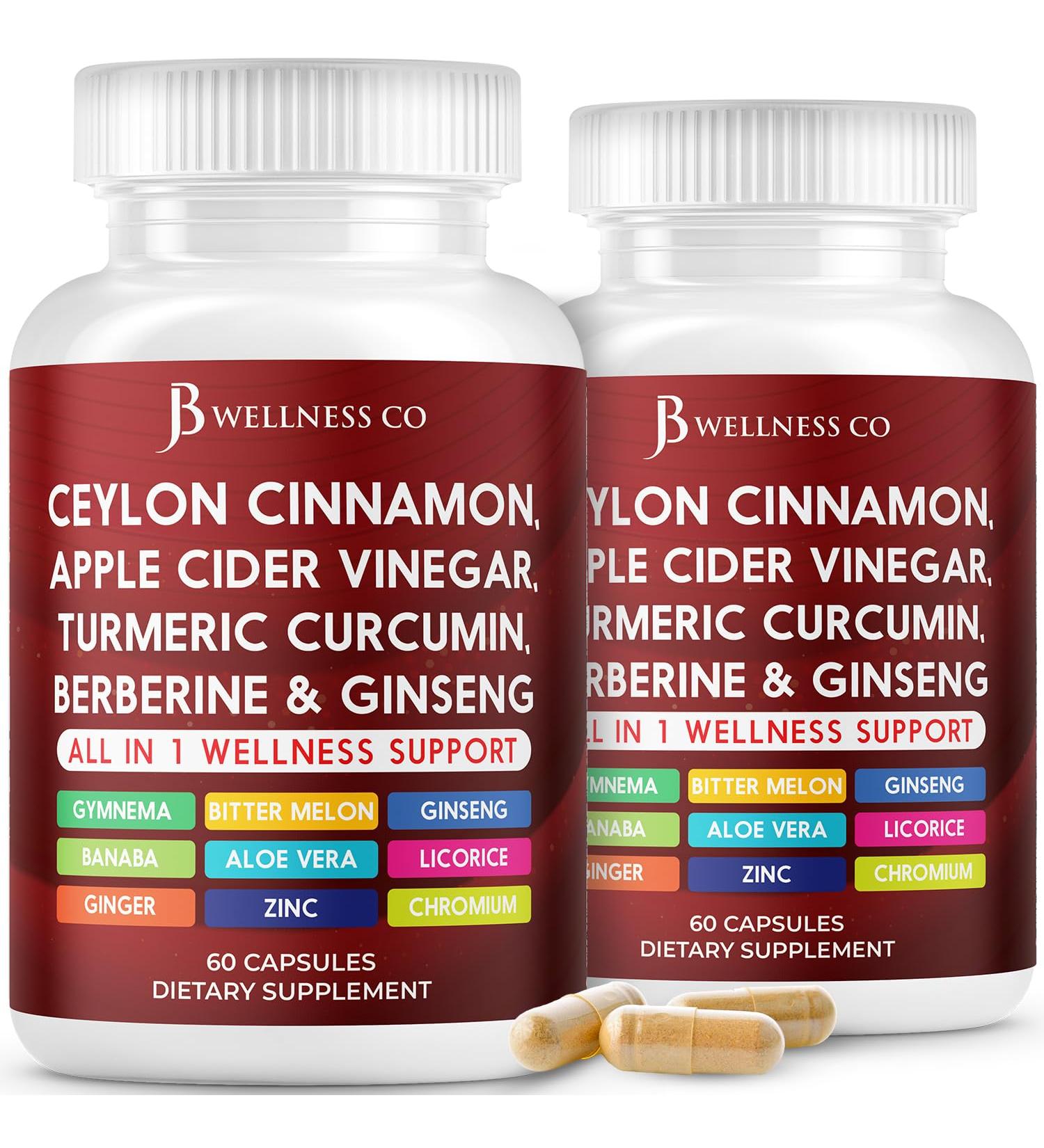 Ceylon Cinnamon Turmeric ACV Ginseng Aloe Vera Berberine Plus Banaba Ginger Root - 120 Capsules 120 Capsules (Pack of 2) - Buy Online on GoSupps.com