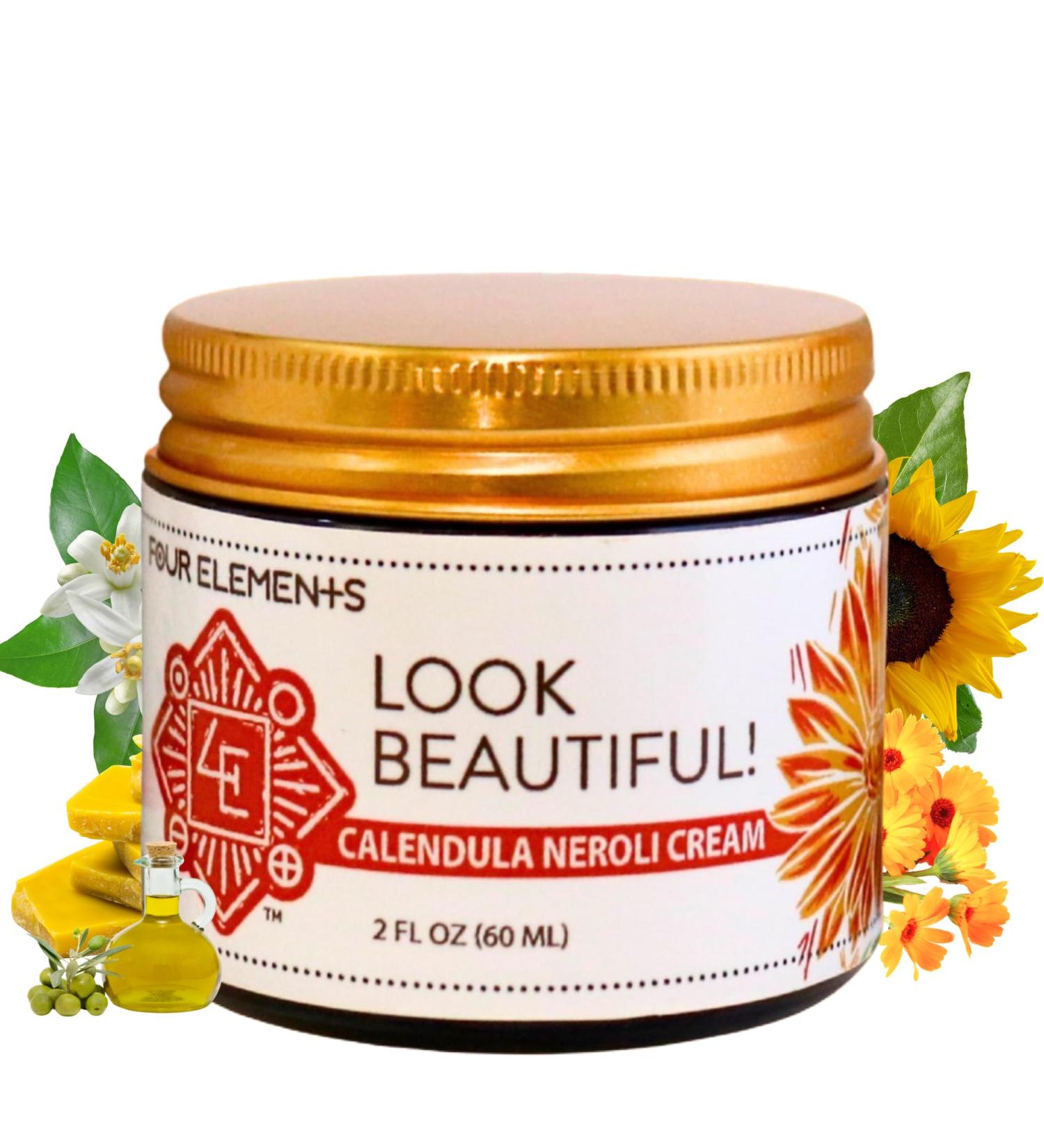 Four Elements 4E Calendula Neroli Cream 2 Oz | Organic Face Moisturizing Cream with Shea Butter & Essential Oils | Hydrating Skin care for Soft Smooth Skin | Self-Care Gifts for Women - Buy Online on GoSupps.com