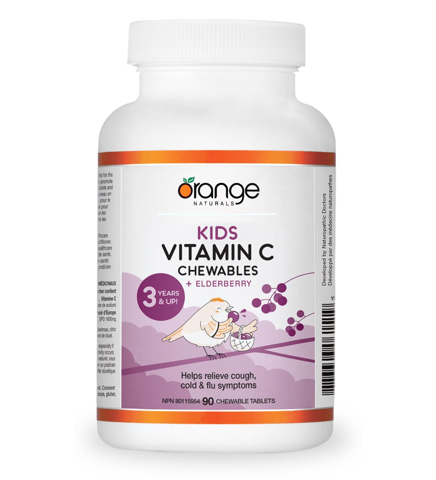 Orange Naturals - Kids Vitamin C + Elderberry 90 Chewable Tablets - Helps to Maintain and Support Immune Function - Buy Online on GoSupps.com