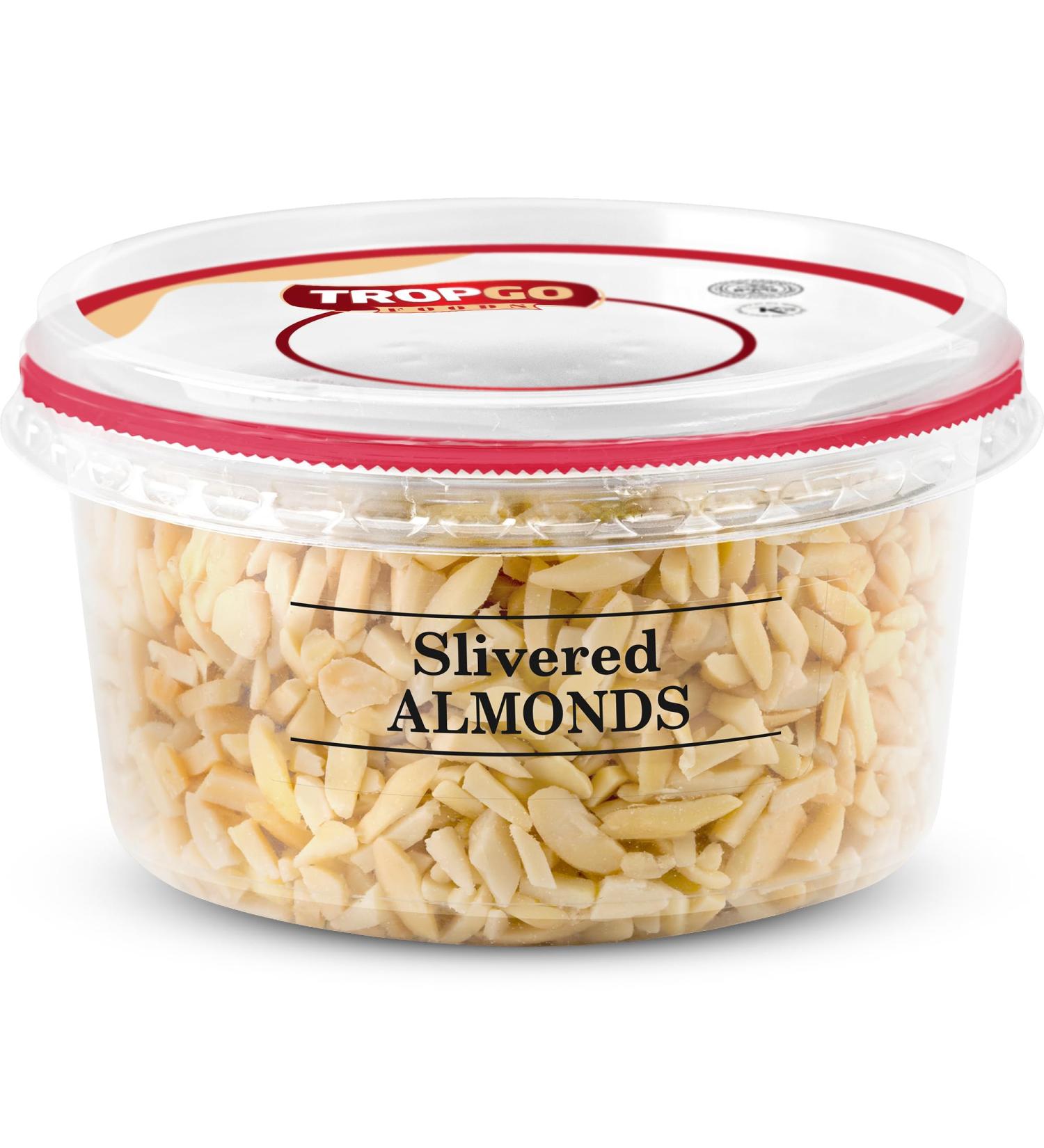 Tropgo Slivered Raw Almonds - Fresh Chopped Almond Nuts in a Resealable and Recyclable Tub - Fibre and Protein Rich Guilt Free Sliced Almond Nuts Snack - Ideal Healthy Snack for all Ages (150G) - Buy Online on GoSupps.com