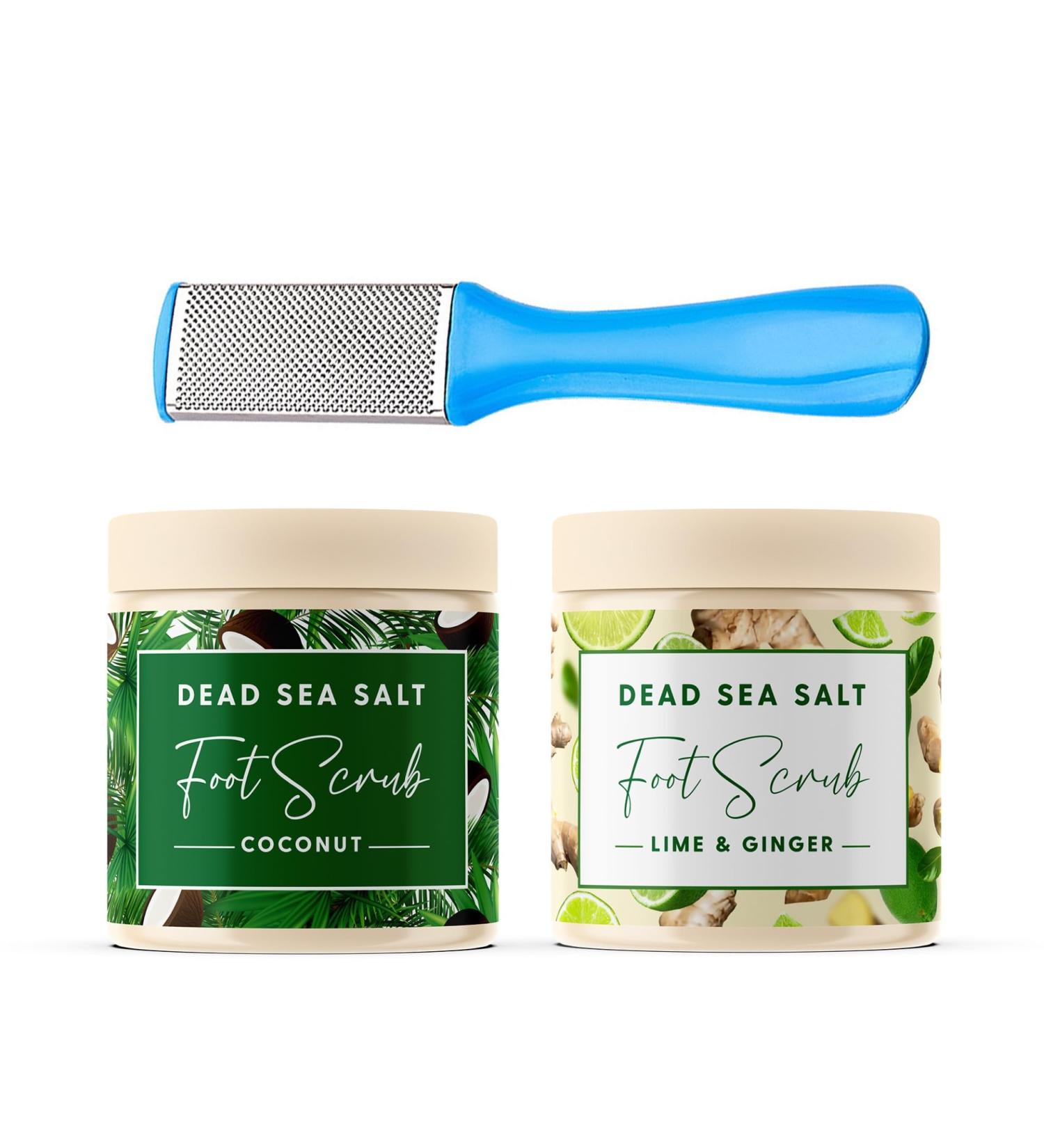 CalmGenix Coconut & Ginger Lime Foot Scrub Set with File - Exfoliating Feet Care Gift for Women and Men | Foot Spa Kit for Pampering Pedicure - Buy Online on GoSupps.com