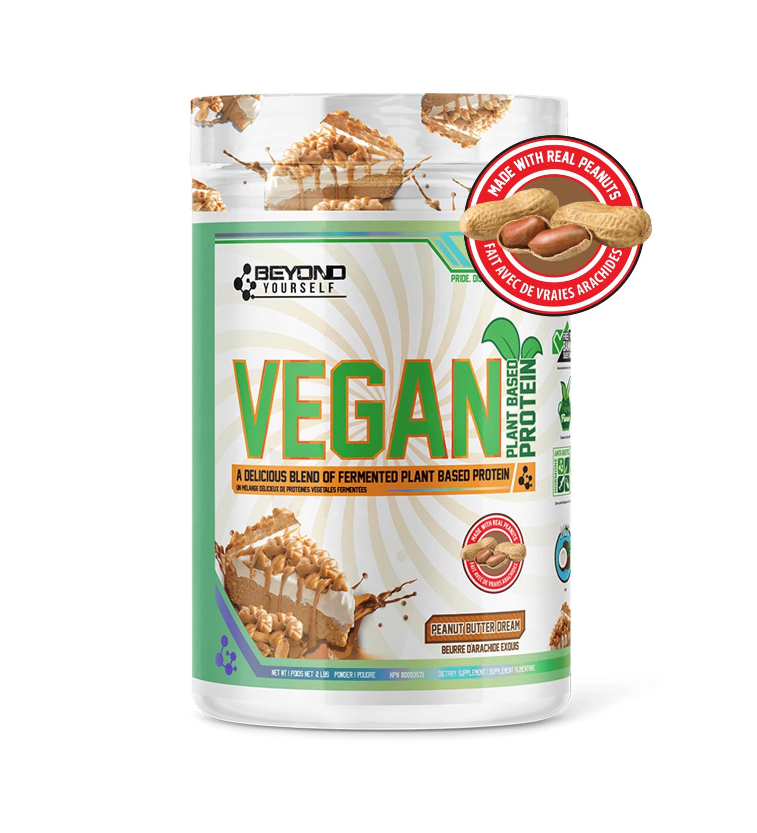 Beyond Yourself - Beyond Vegan Protein Powder | Fermented Non-GMO Complete Amino Acid Profile with MCT Oil | Gluten-Free Naturally Sweetened No Sugar or Fillers | 2lb Peanut Butter Dream Peanut Butter Dream 907.1 g (Pack of 1) - Buy Online on GoSupps.com