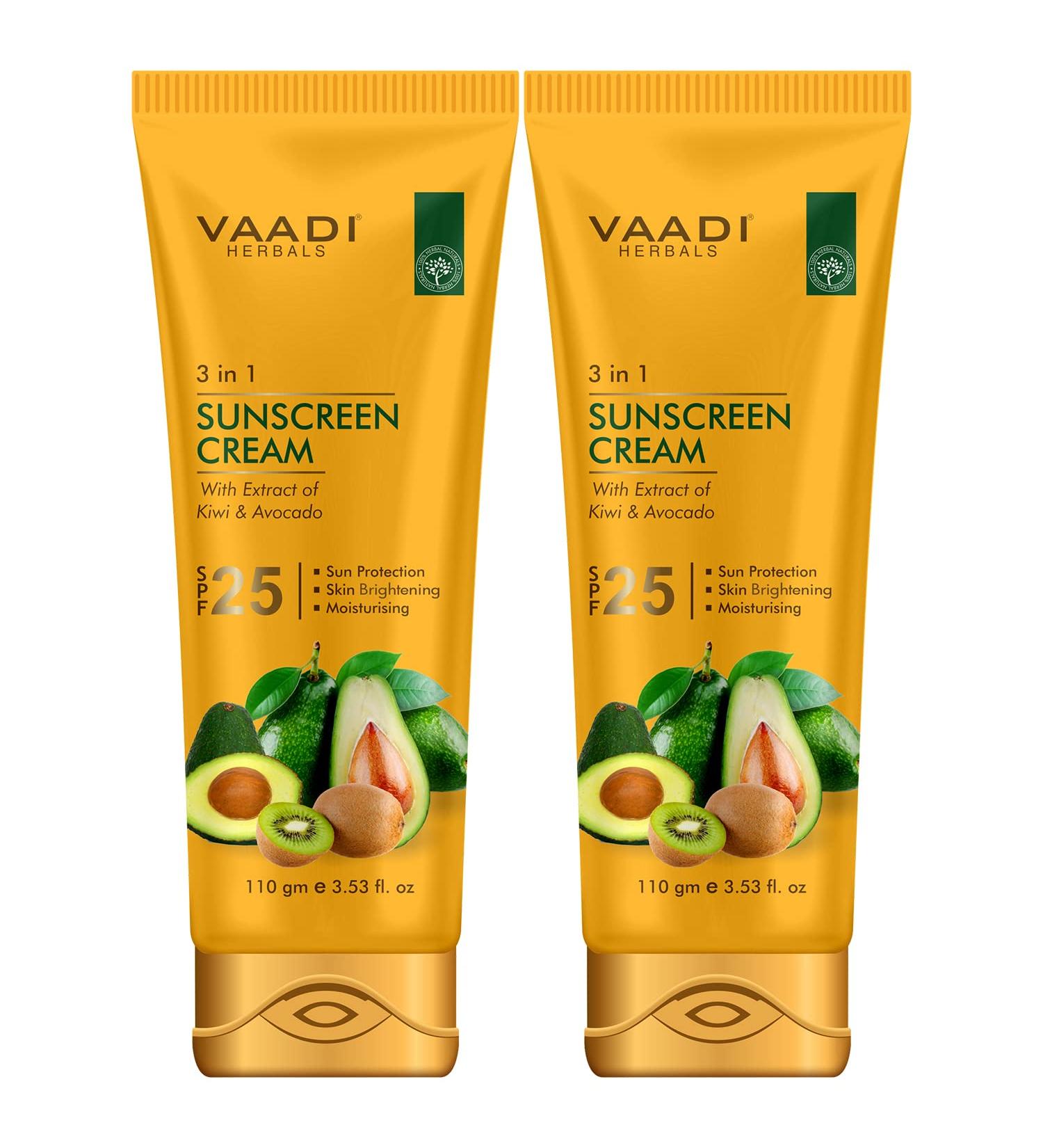 Vaadi Herbals Sunscreen Cream SPF 25 - Pack of 2 (110g) | Natural UV Protection for All Skin Types | International Shipping Available - Buy Online on GoSupps.com