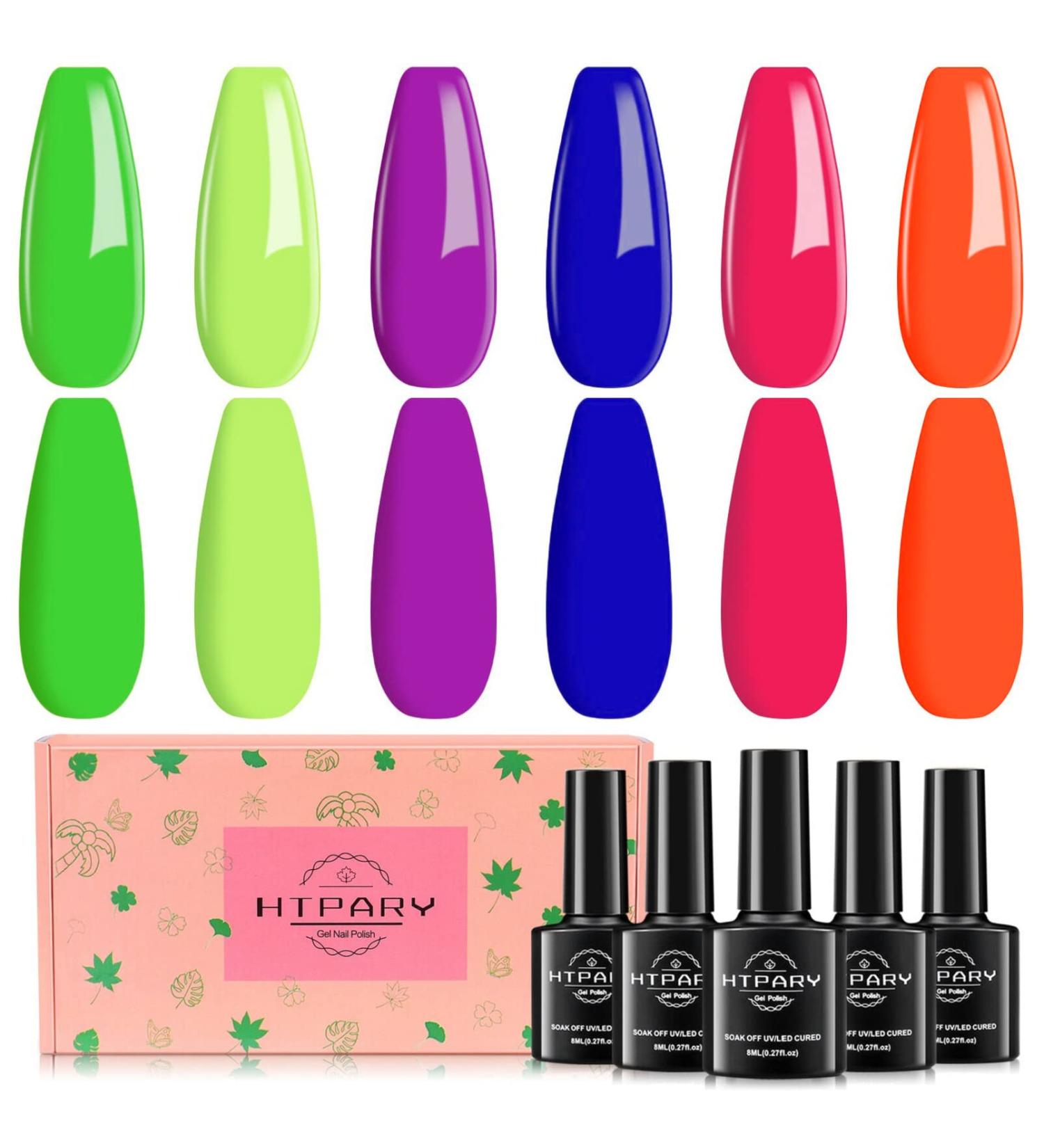 HTPARY 6 PCS Gel Nail Polish Set - Long Lasting Bright Neon Colors - Manicure Salon Quality DIY Kit for Women and Girls - Buy Online on GoSupps.com