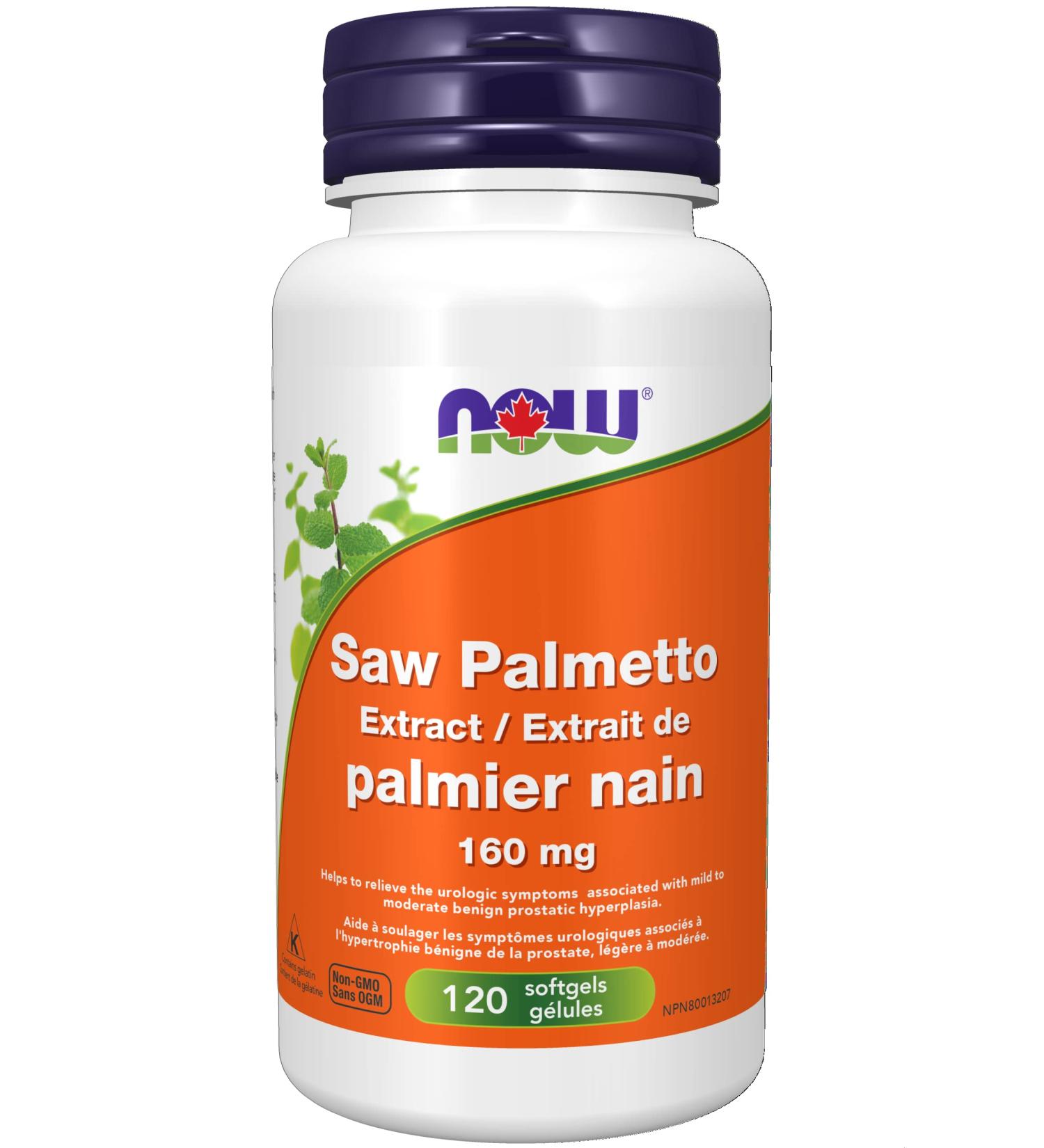 NOW Supplements Saw Palmetto Extract 160mg Softgels 120 Count 5 count (Pack of 24) - Buy Online on GoSupps.com