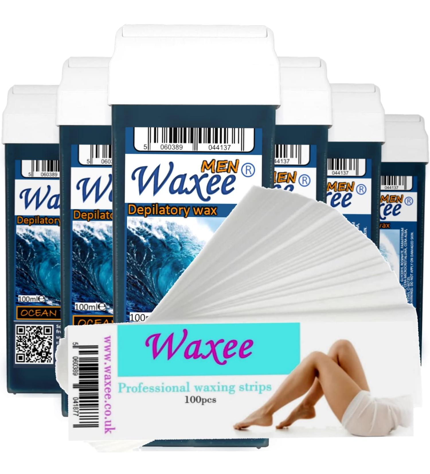 6x 100ml Roller Wax Cartridge Set + 100 Strips - Body & Leg Wax for Men - Buy Online on GoSupps.com